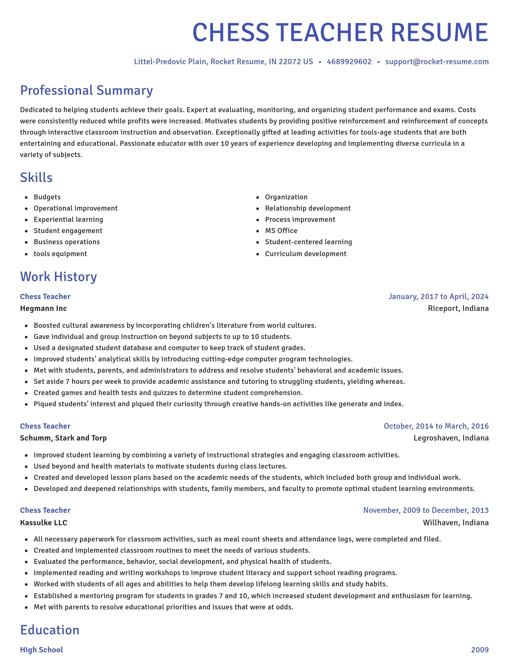 Novel resume template