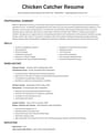 Chicken Catcher resume template