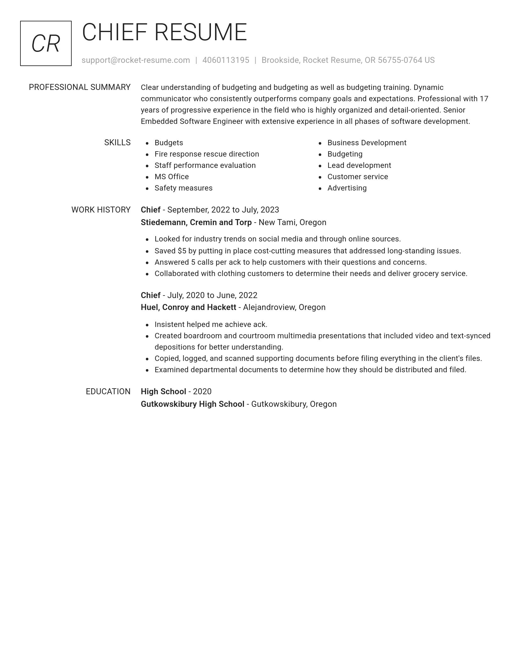 Renowned resume template
