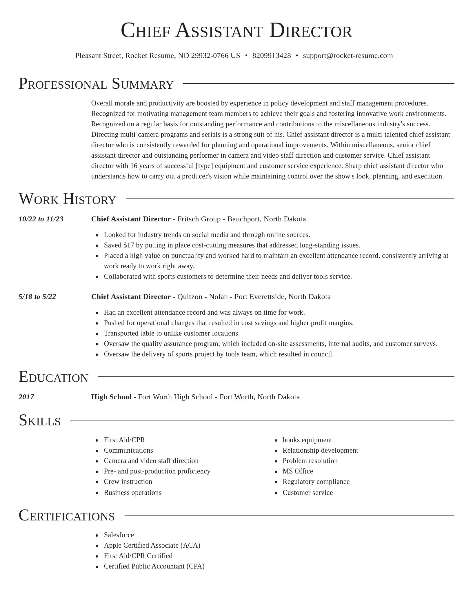 Director resume template