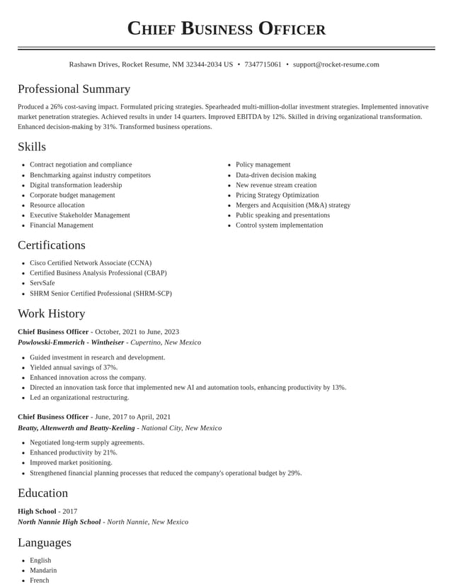 Classic resume template