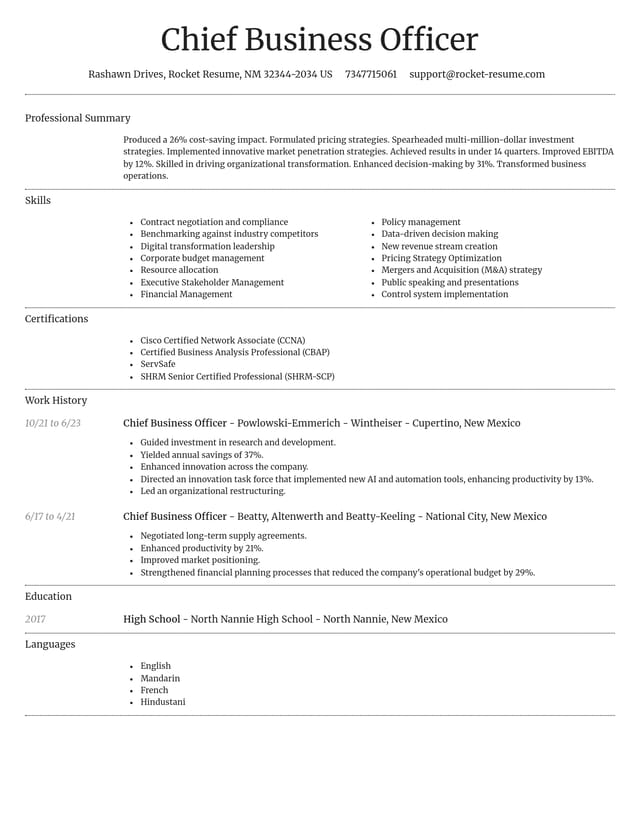 Dignified resume template