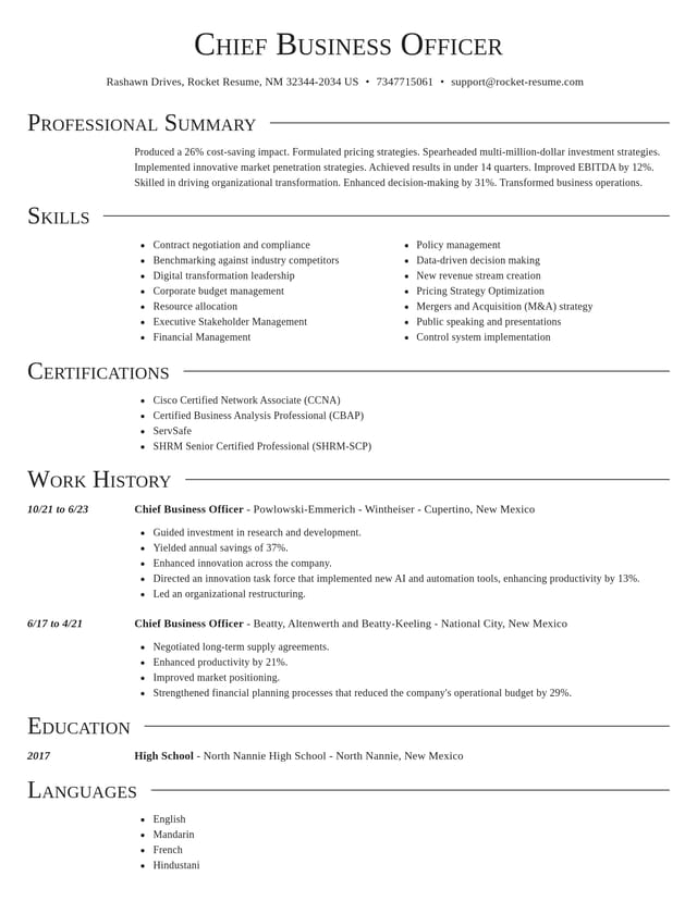 Director resume template