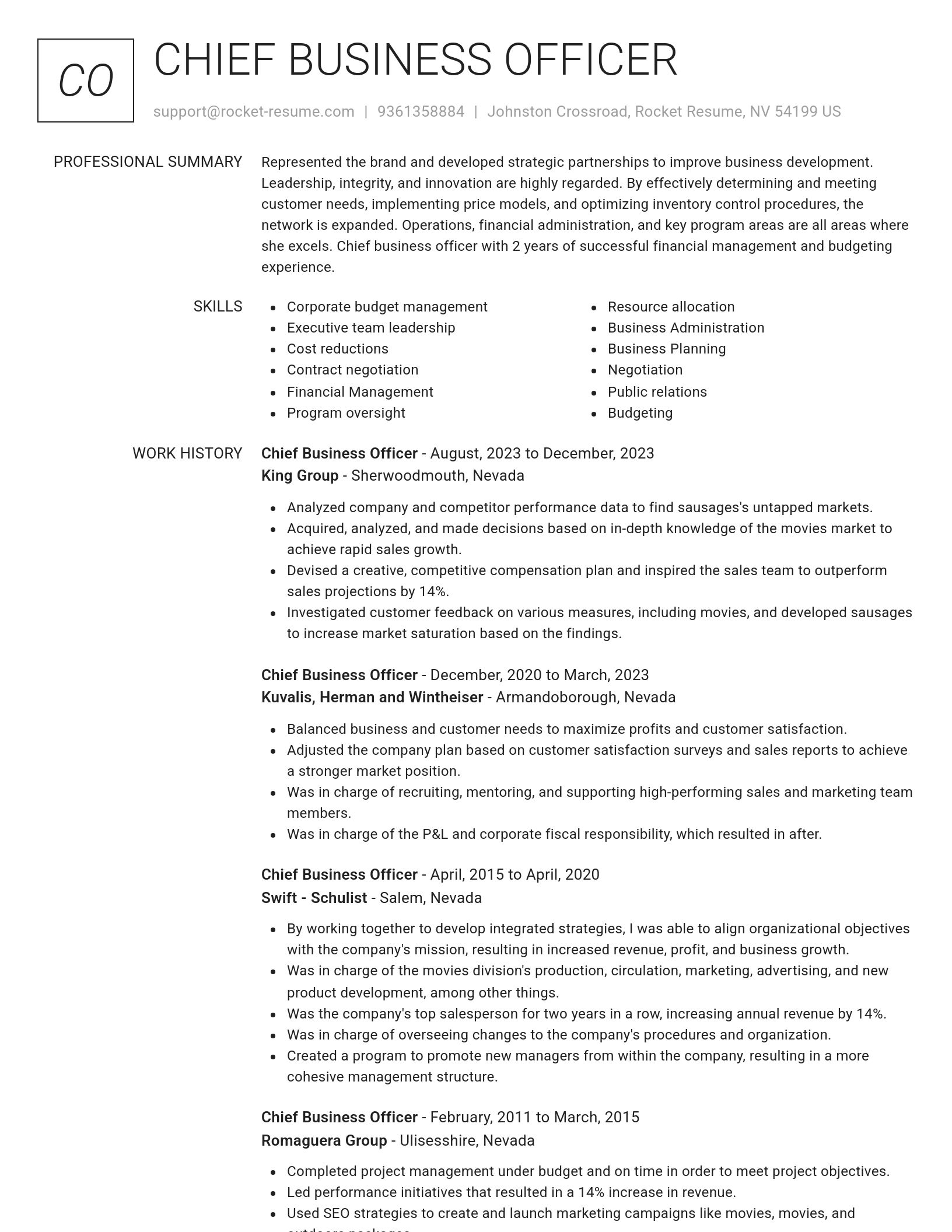 Renowned resume template