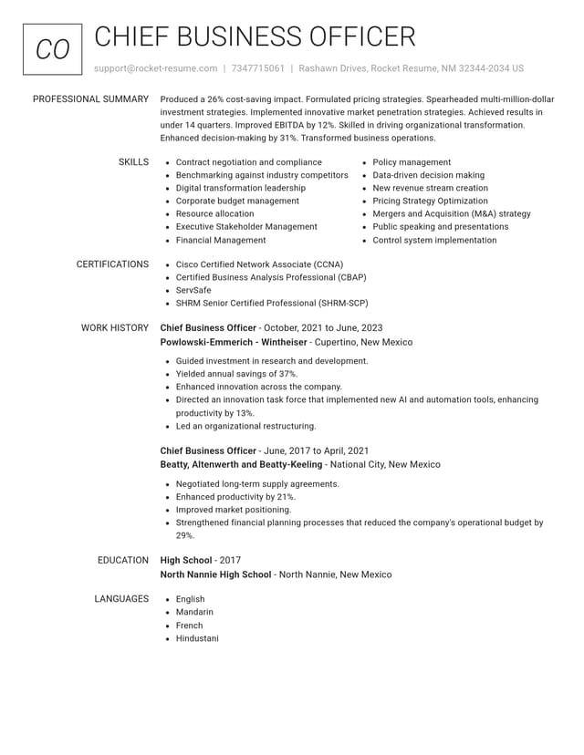 Renowned resume template