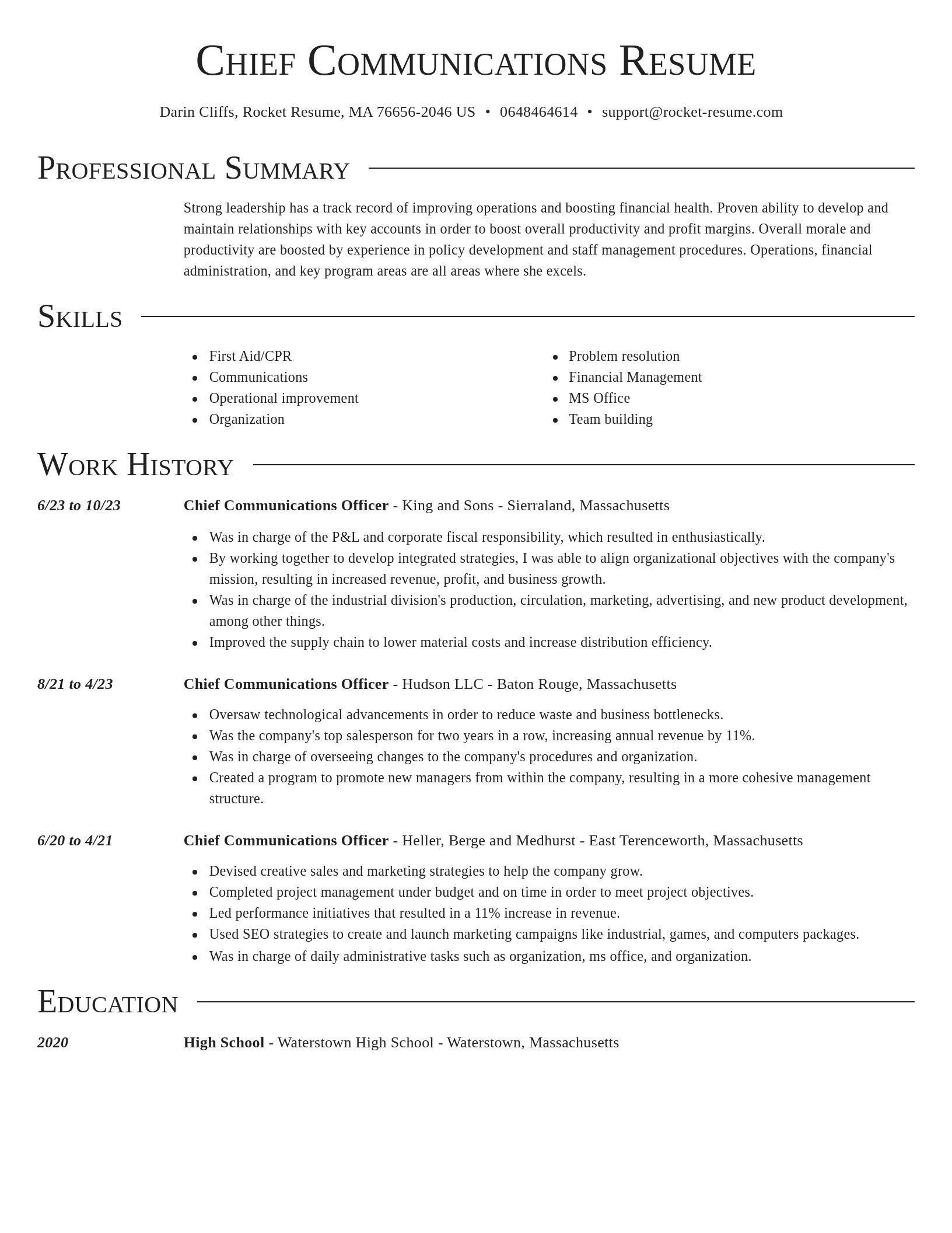 Director resume template