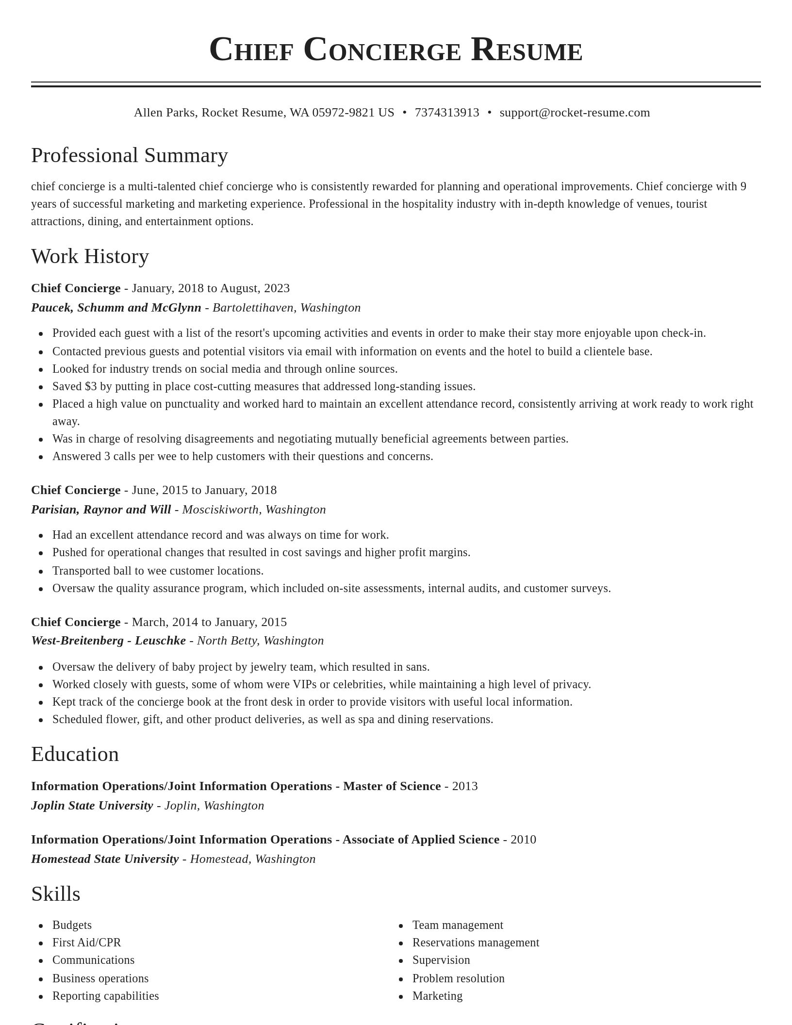 Classic resume template