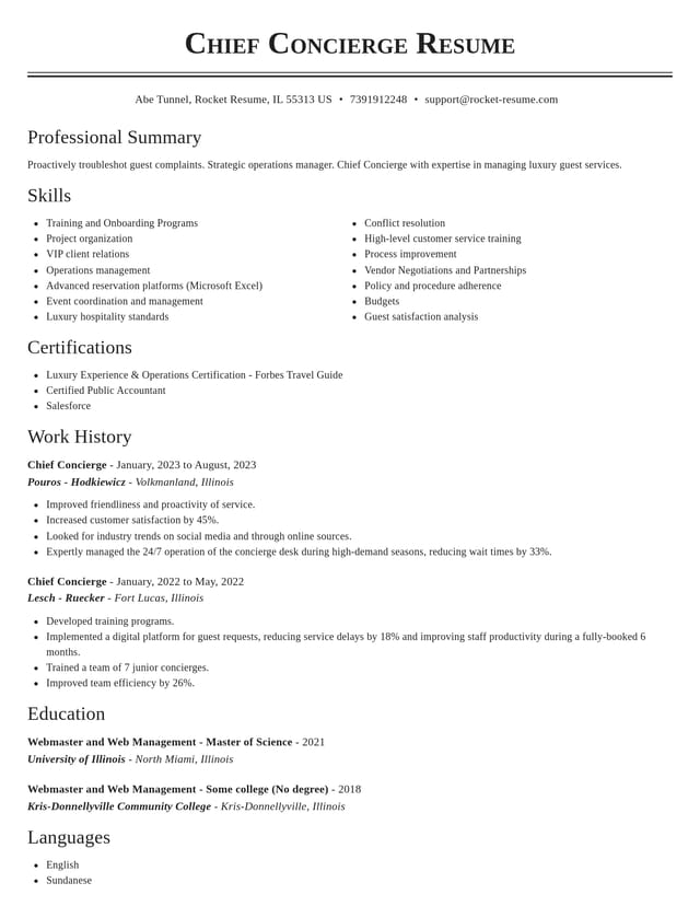 Classic resume template