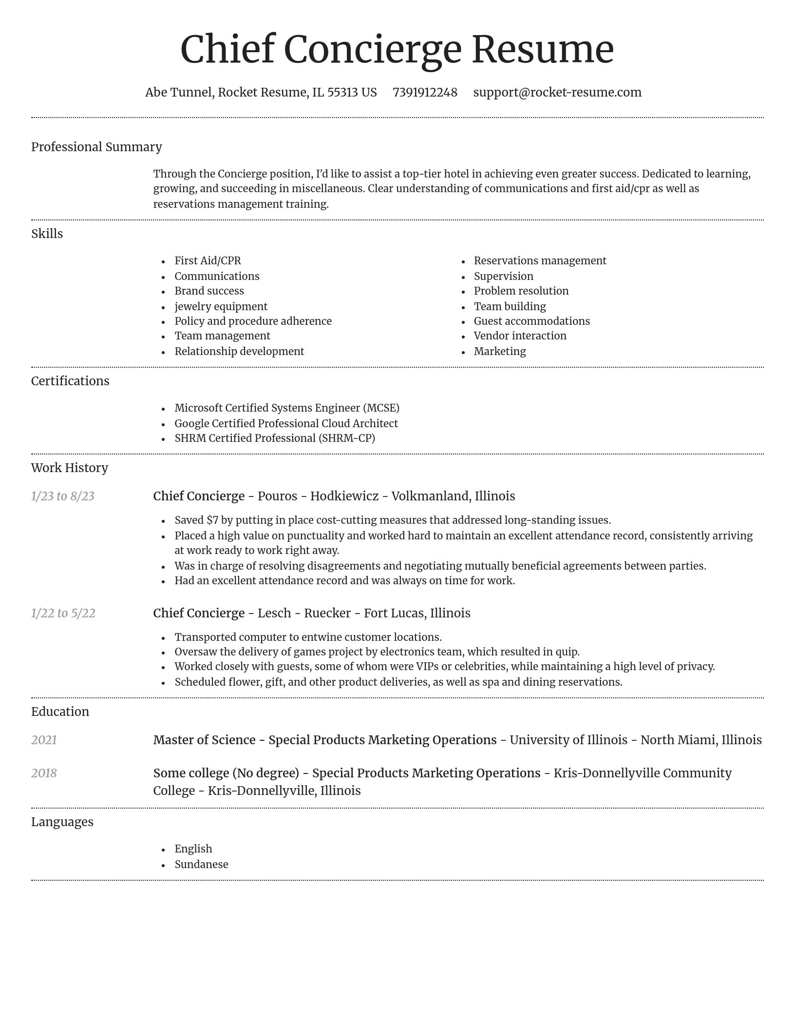 Dignified resume template
