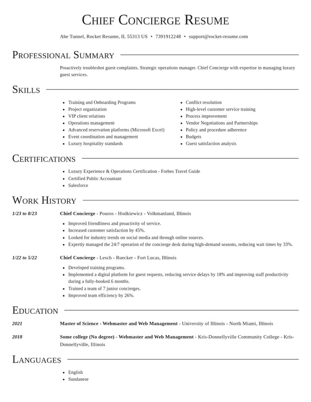 Director resume template