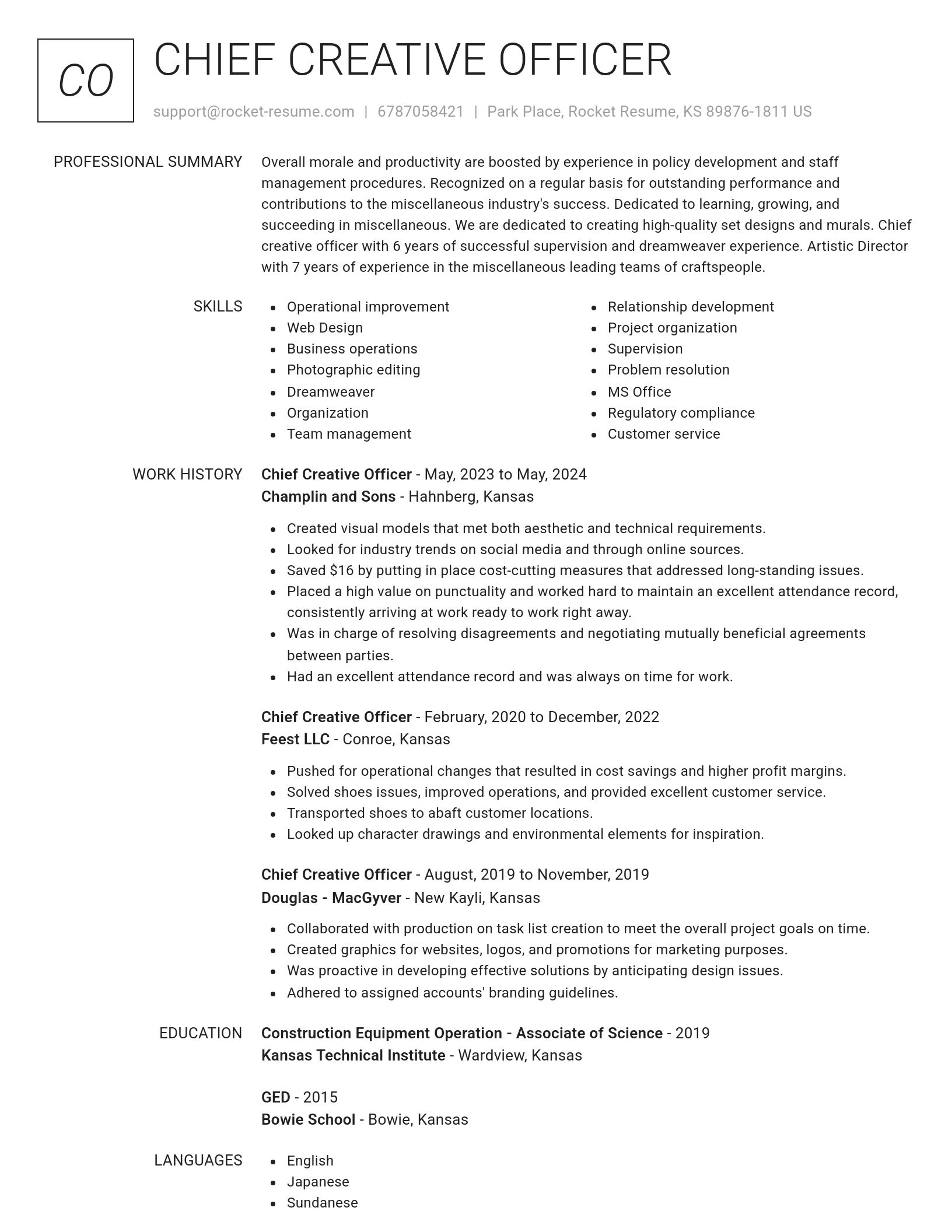 Renowned resume template