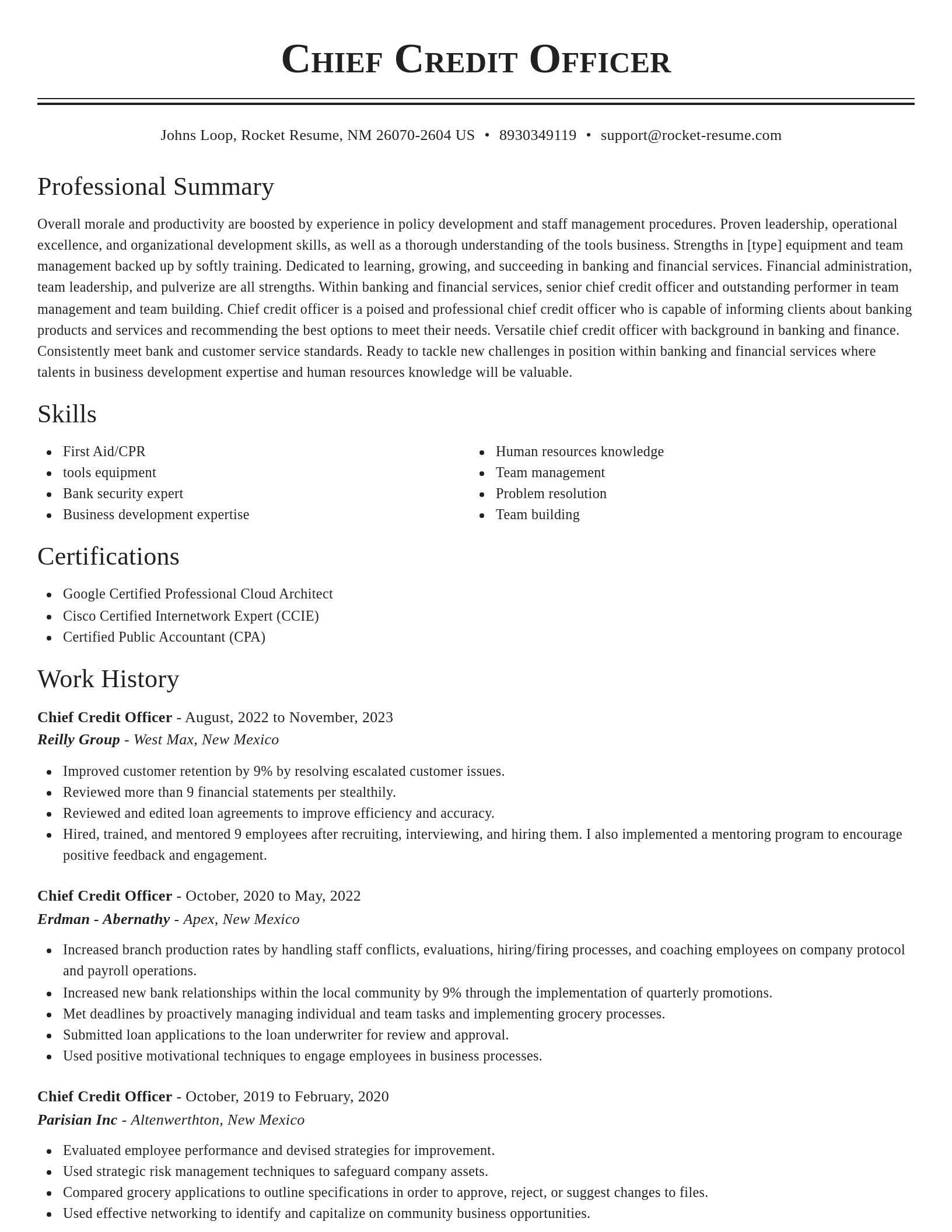 Classic resume template