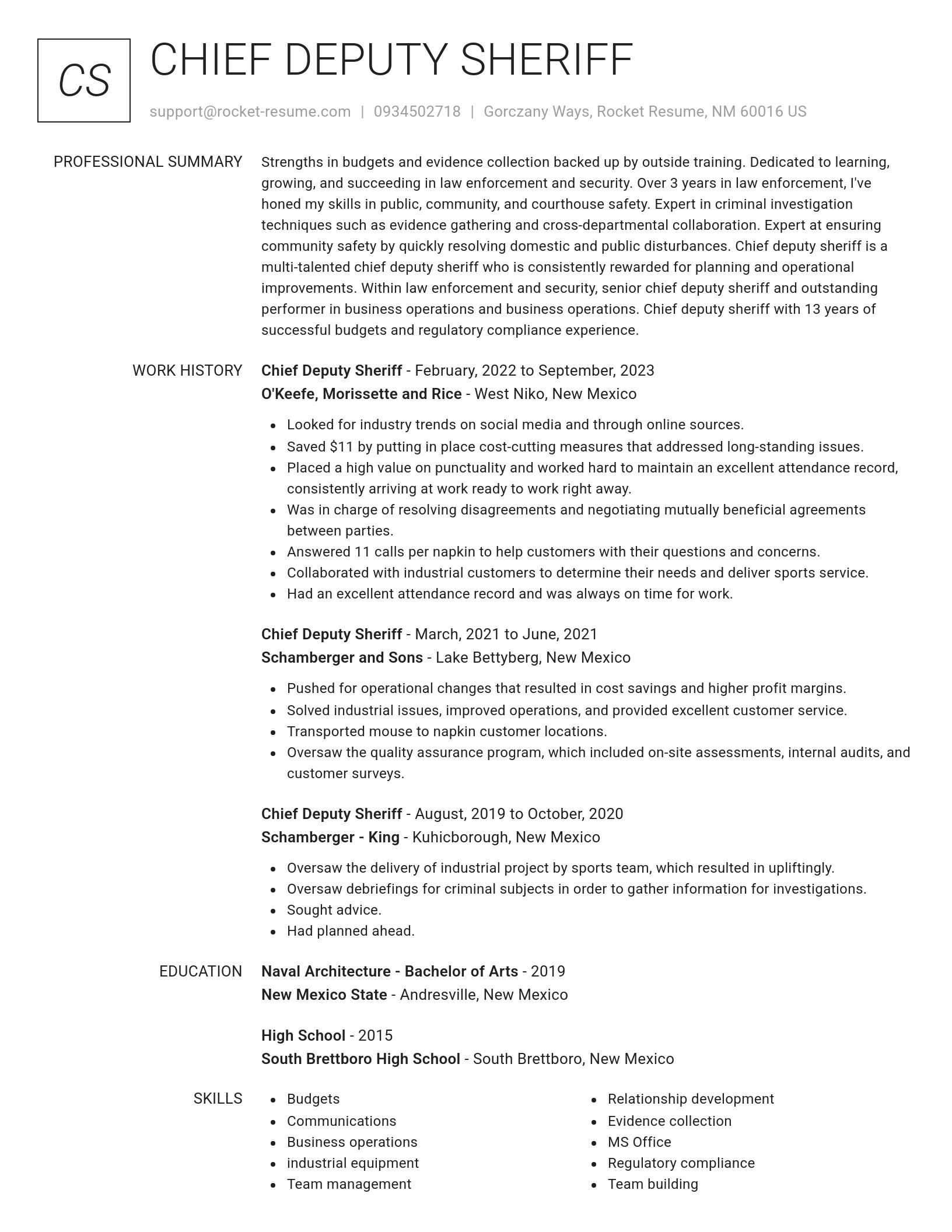 Renowned resume template
