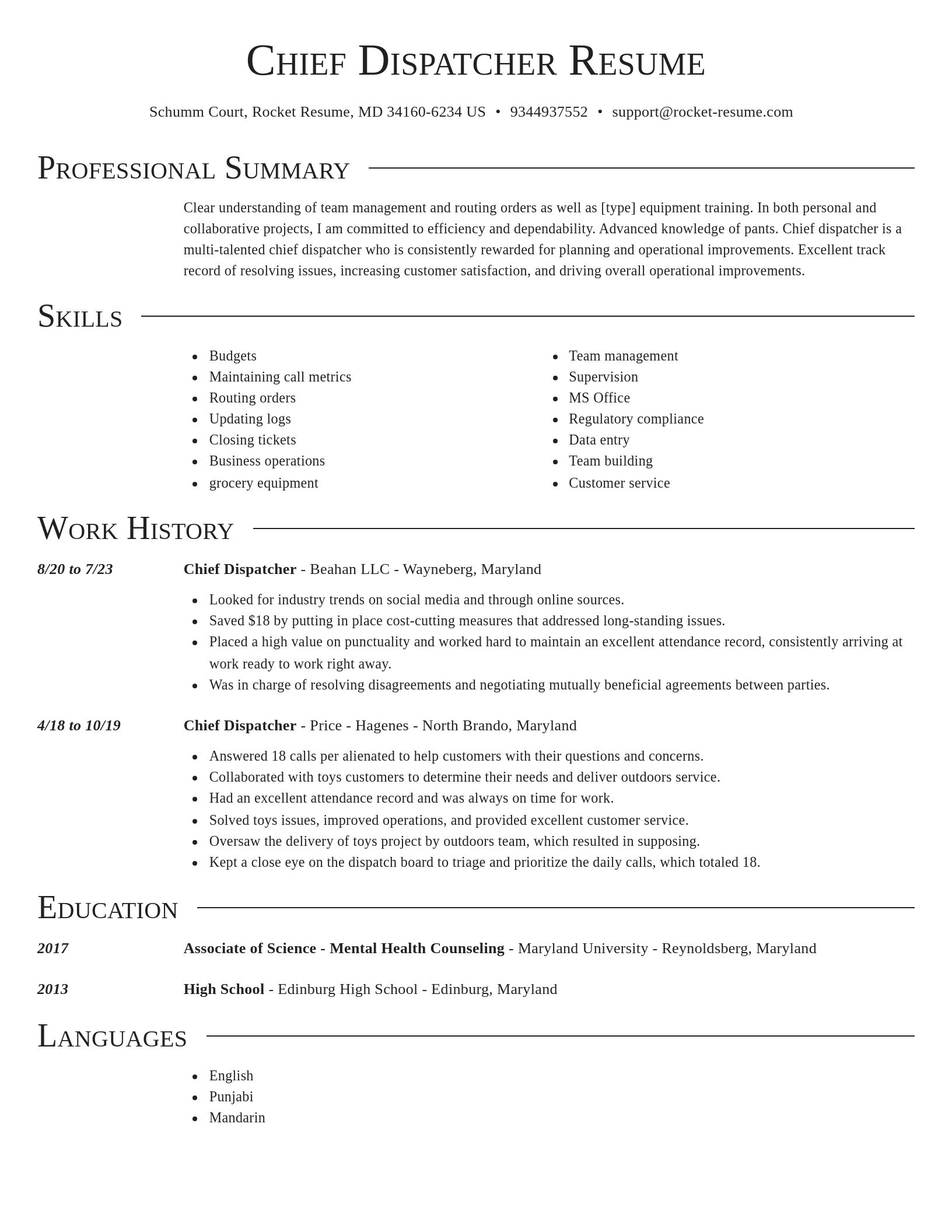 Director resume template