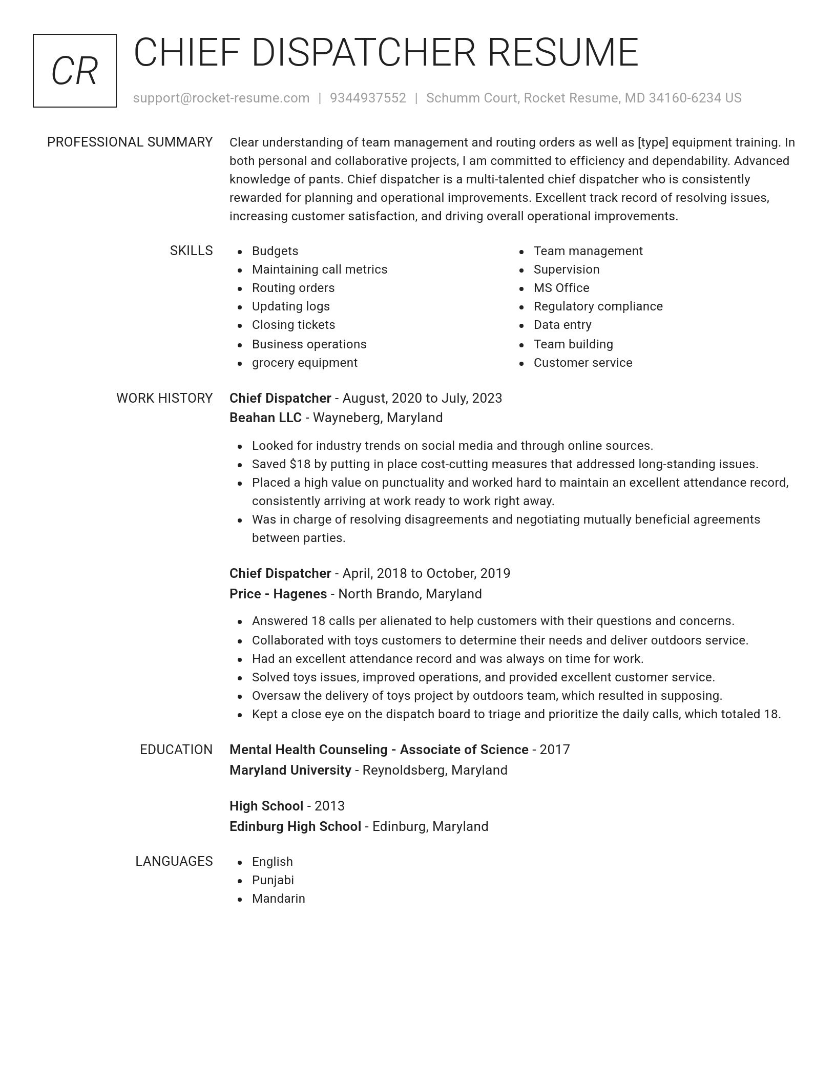 Renowned resume template