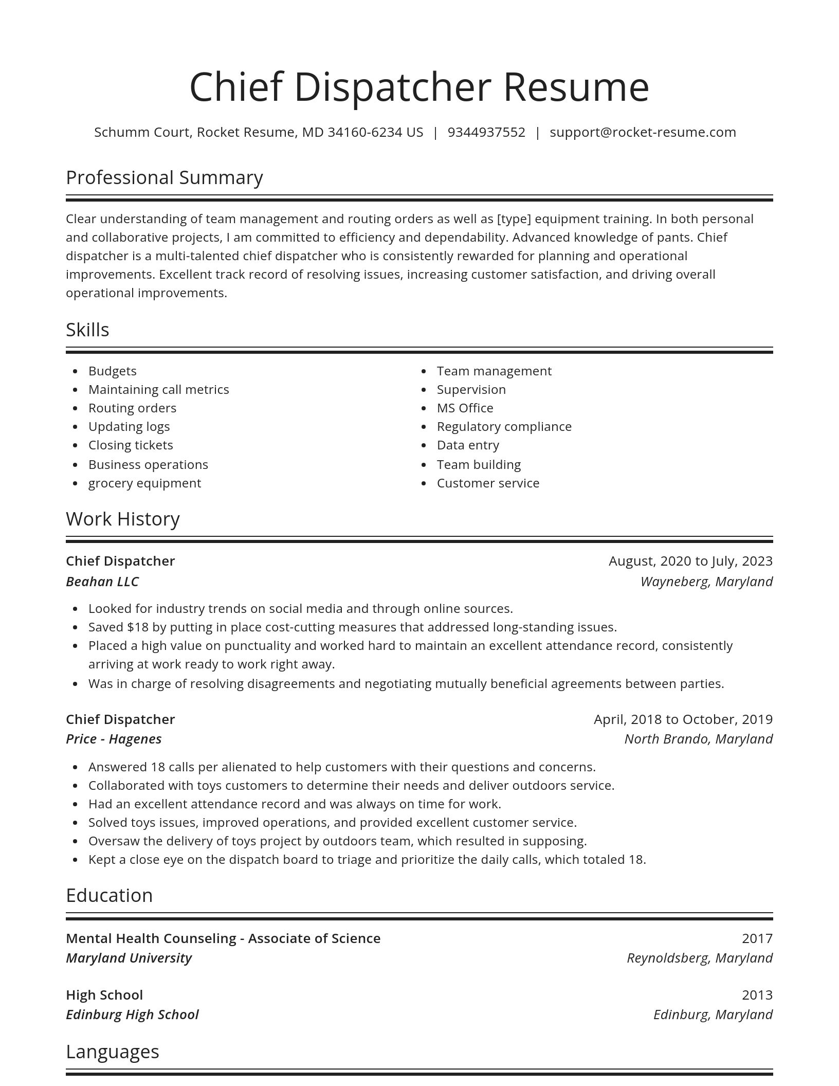 Spotlight resume template