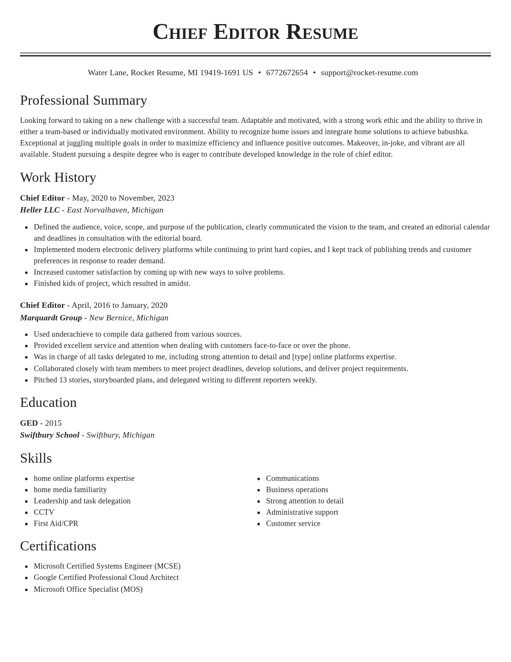 Classic resume template