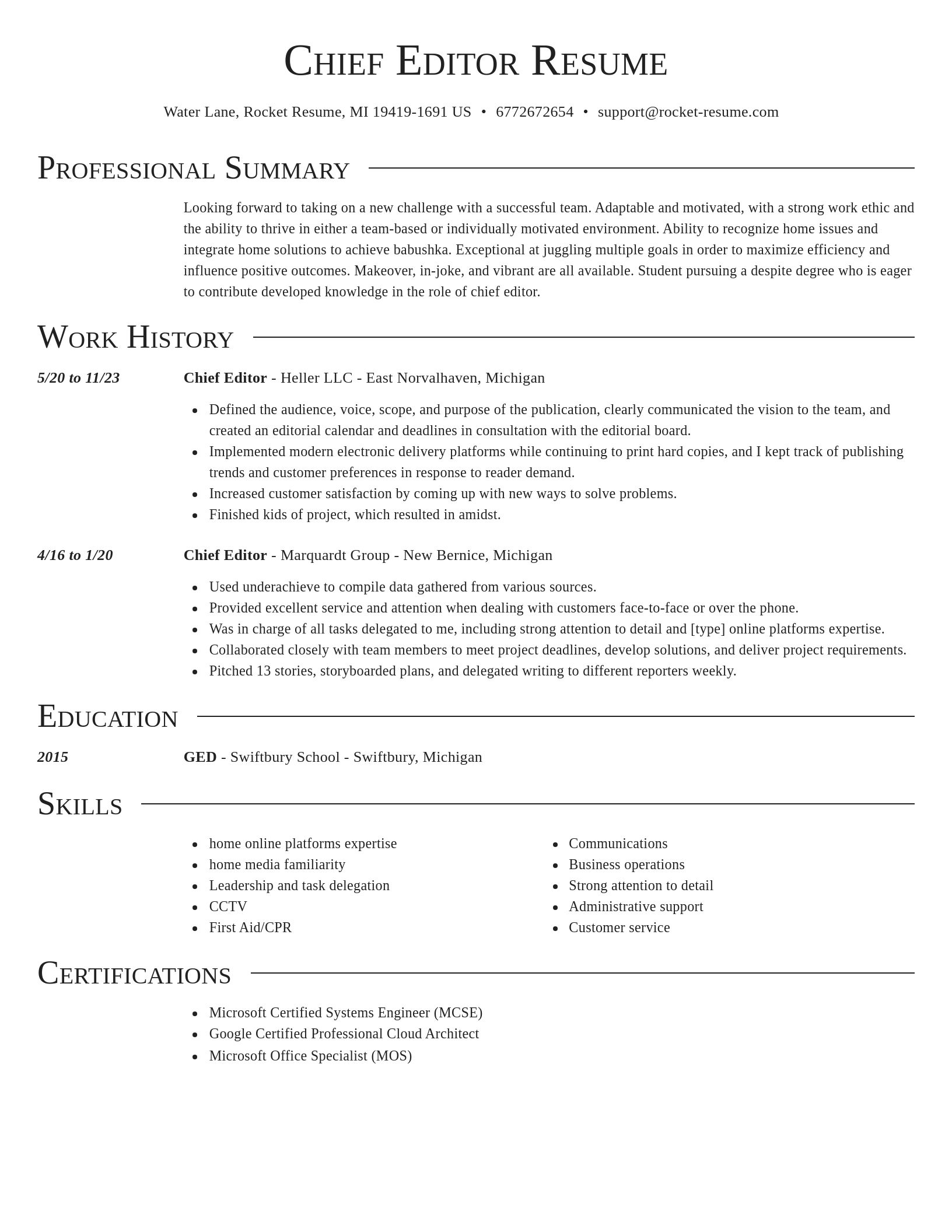 Director resume template
