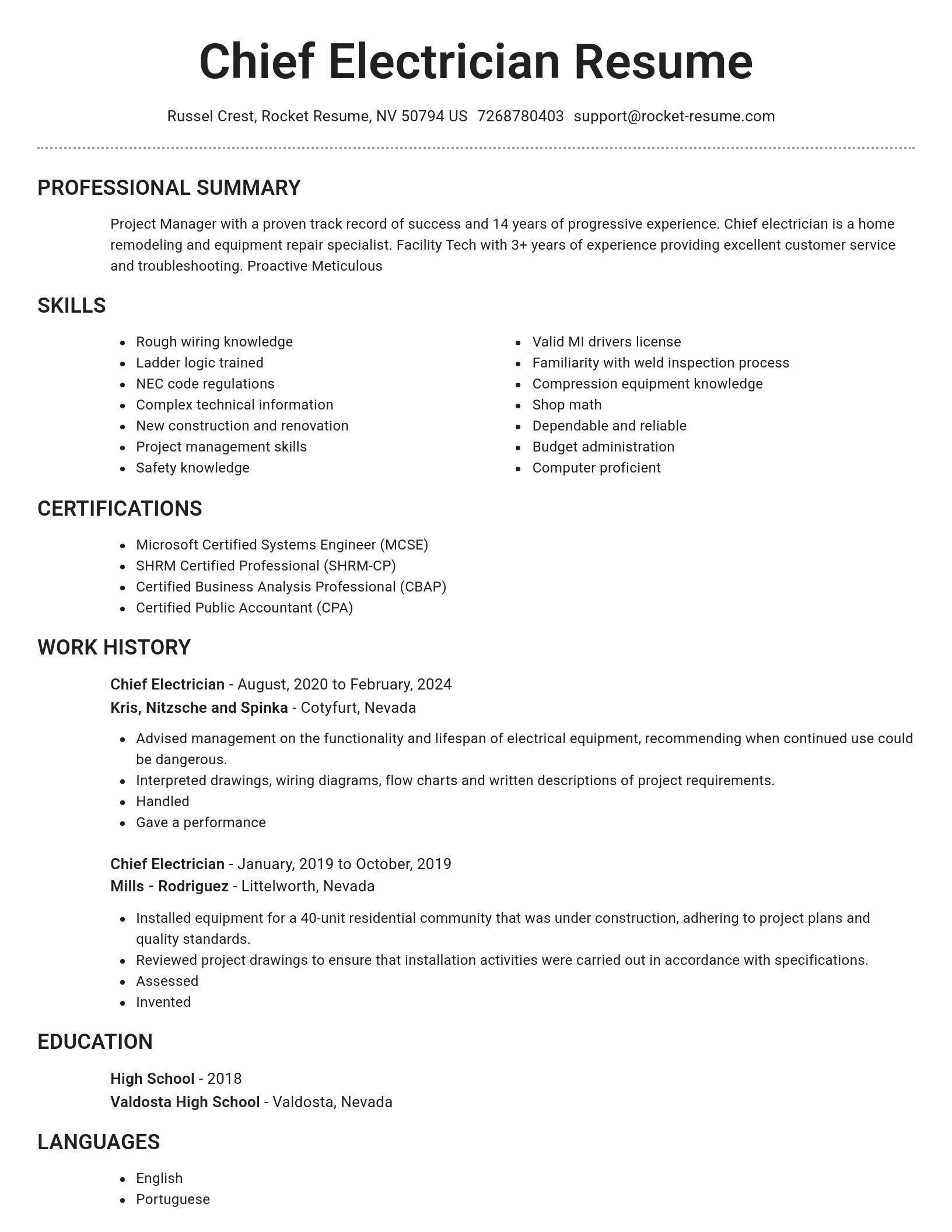 Brilliant resume template