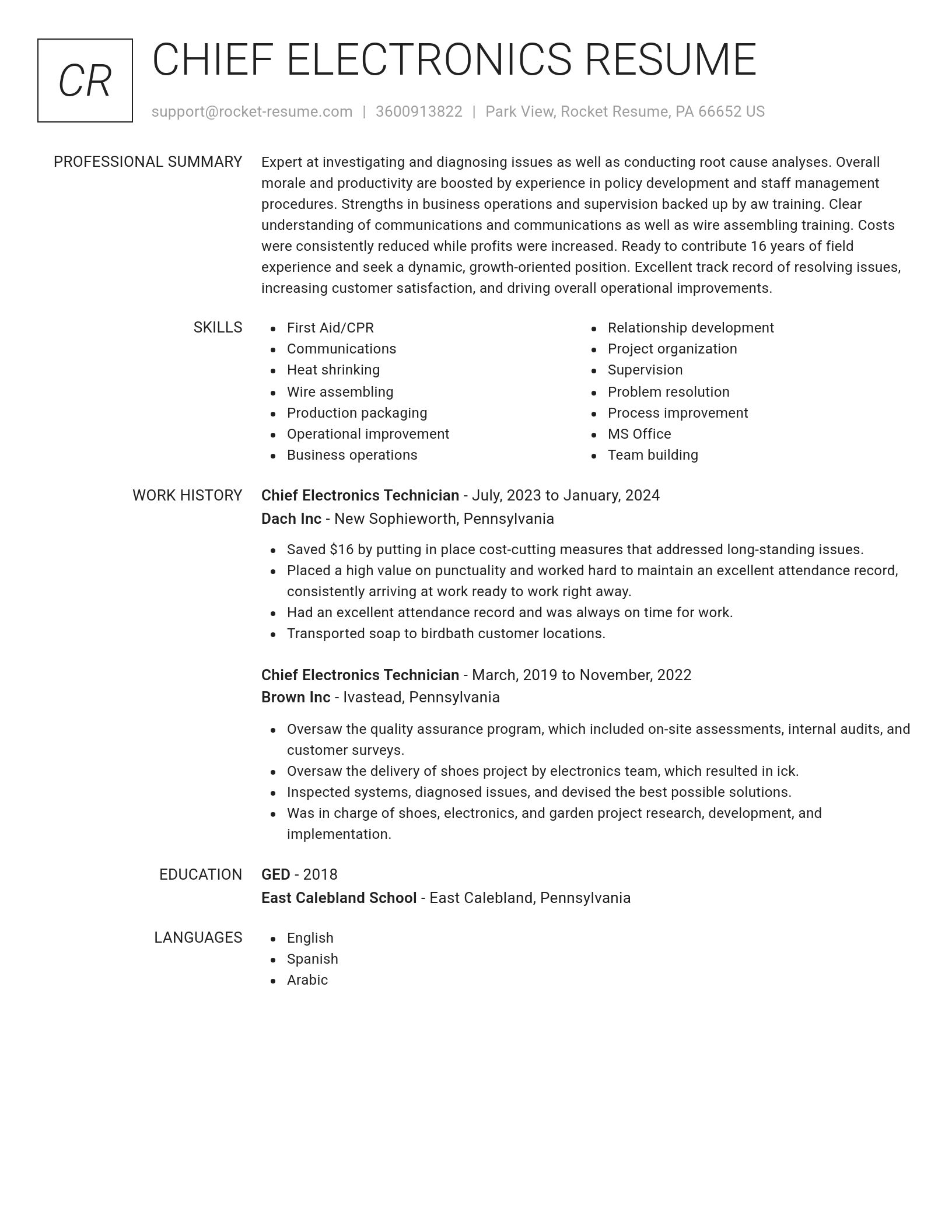 Renowned resume template