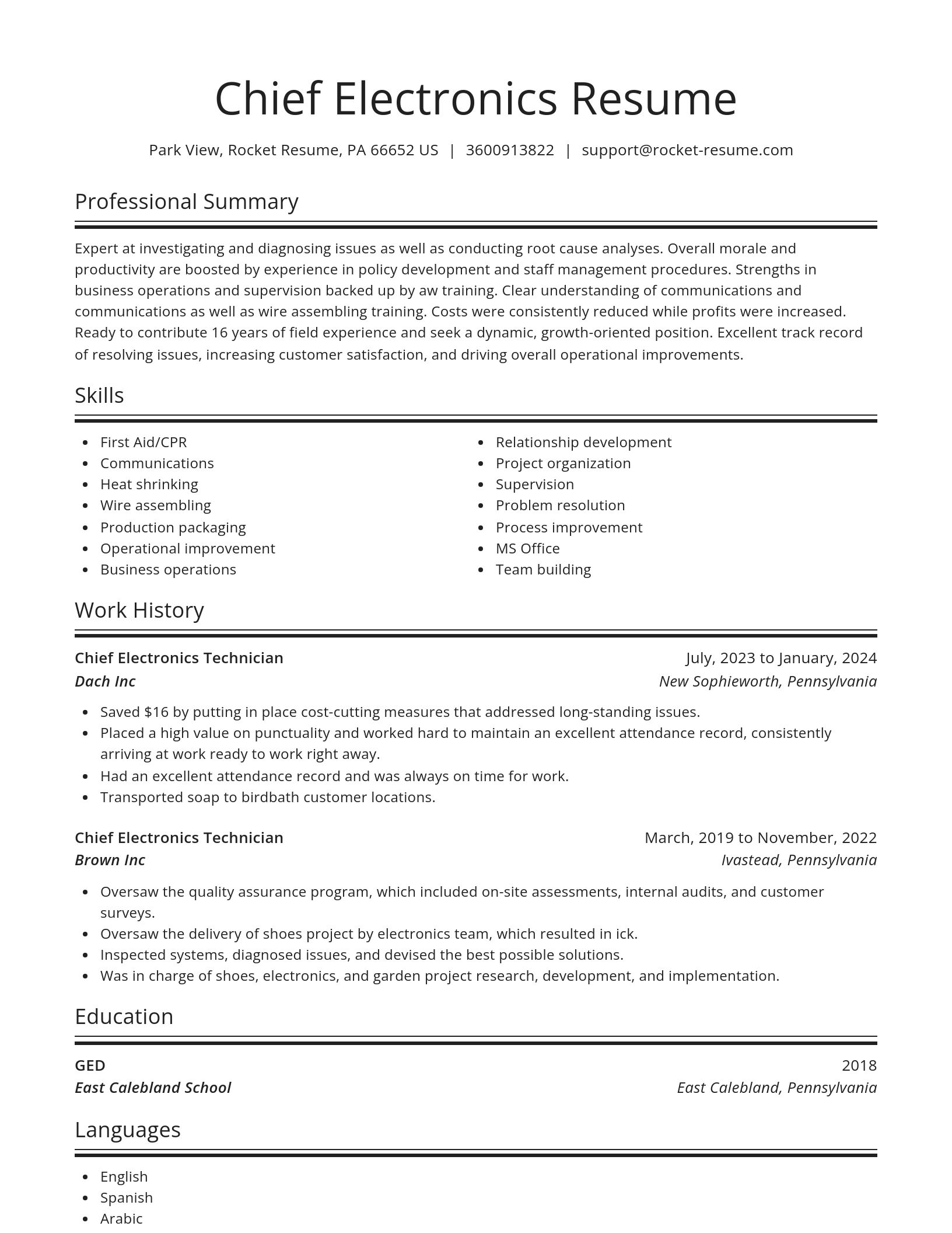 Spotlight resume template