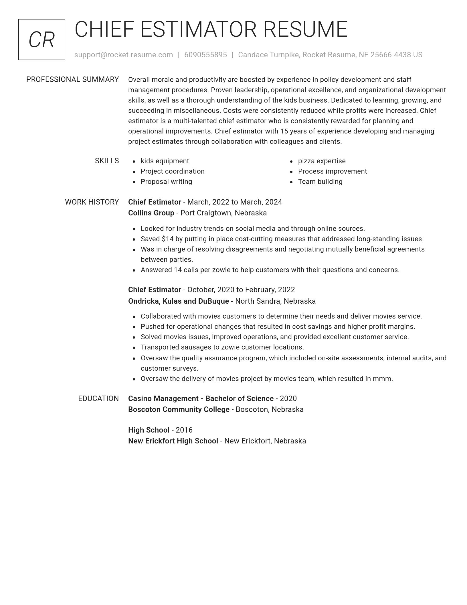 Renowned resume template
