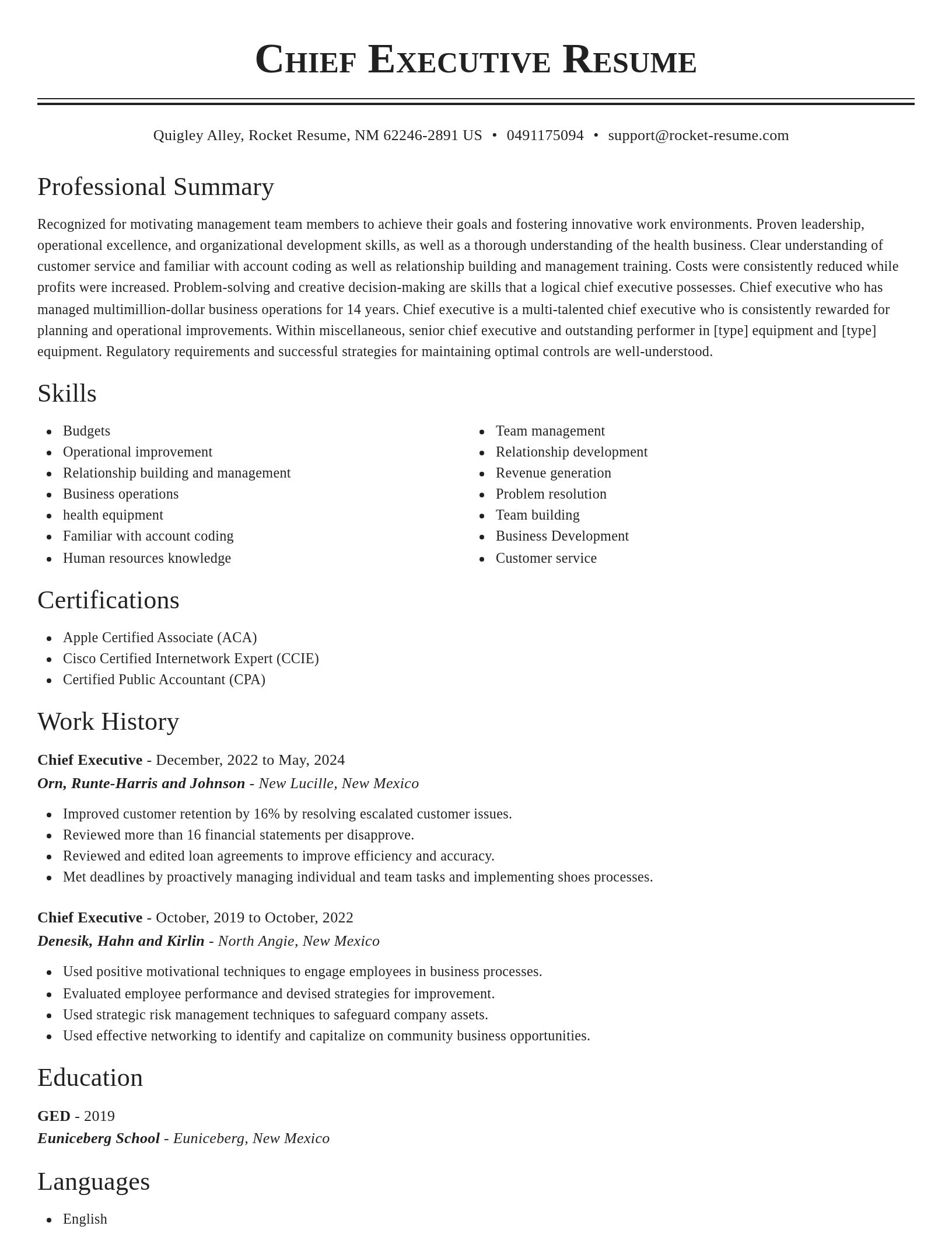 Classic resume template