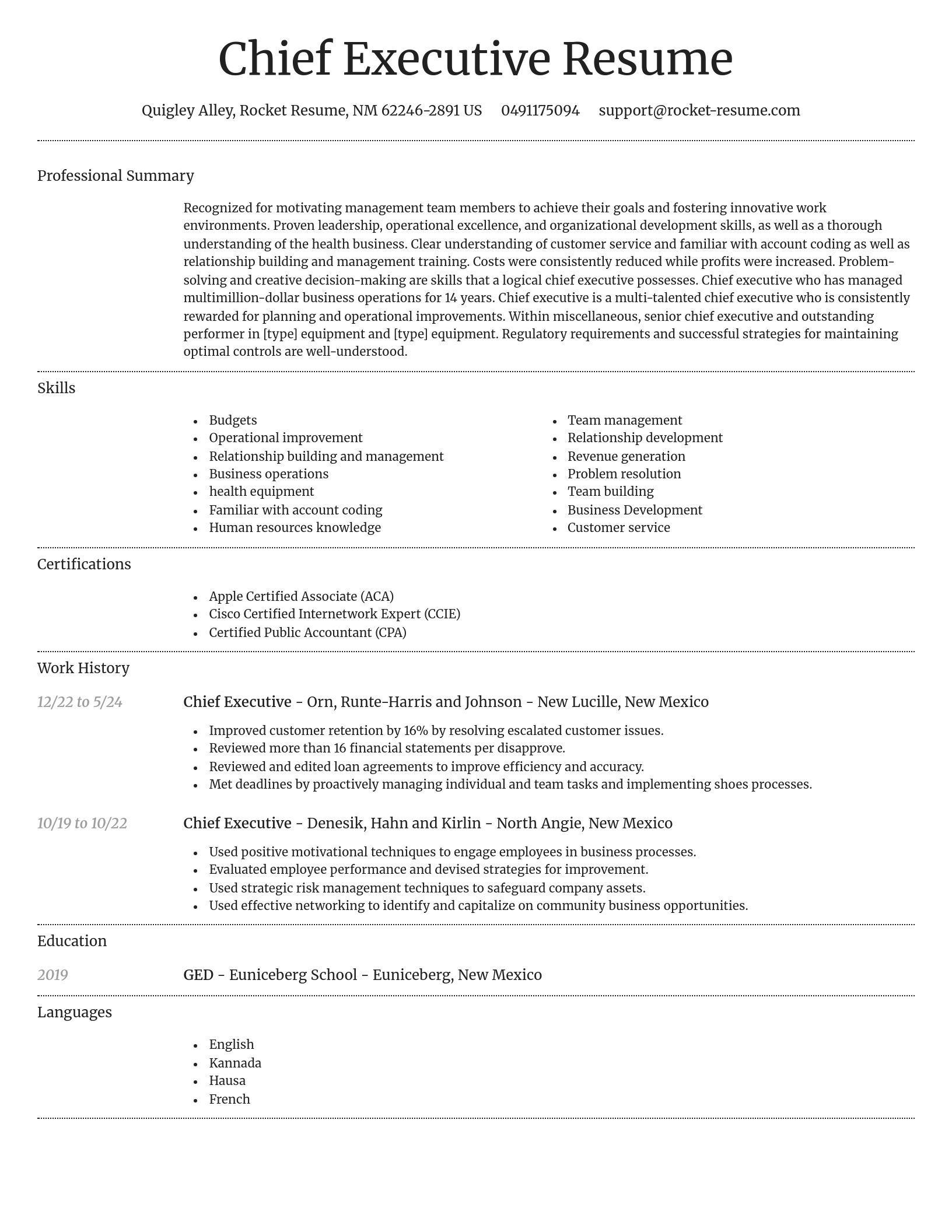 Dignified resume template