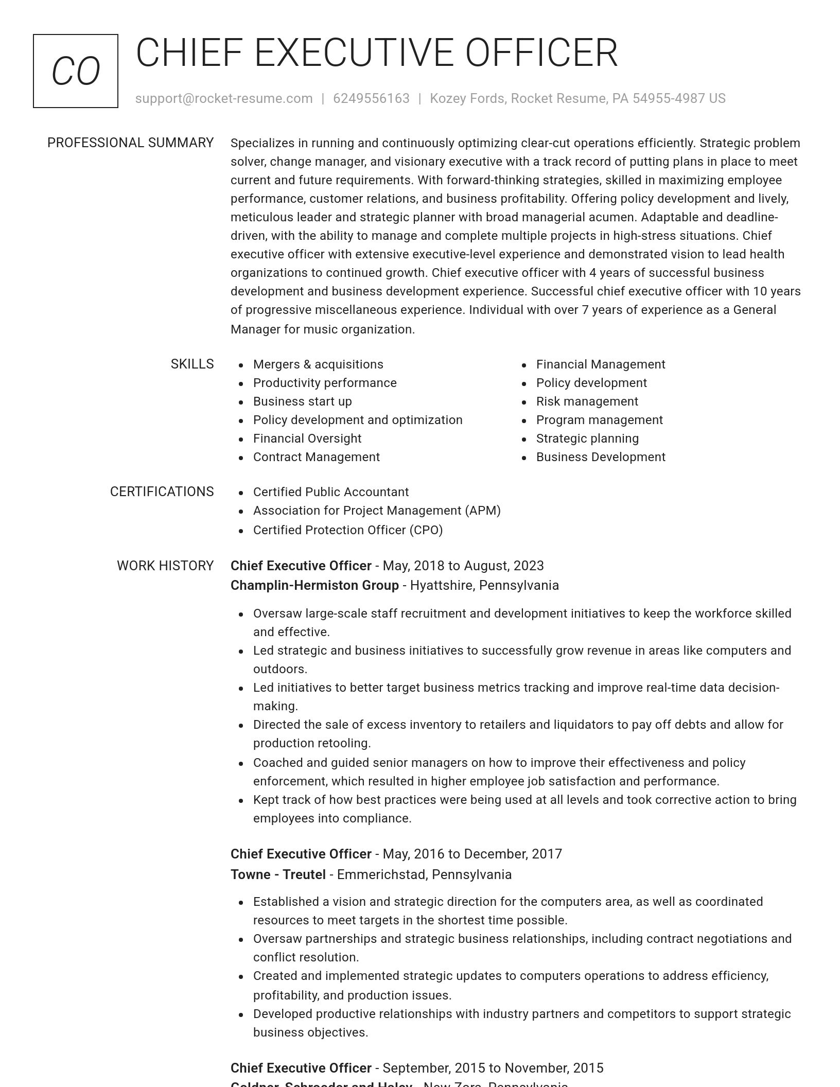 Renowned resume template