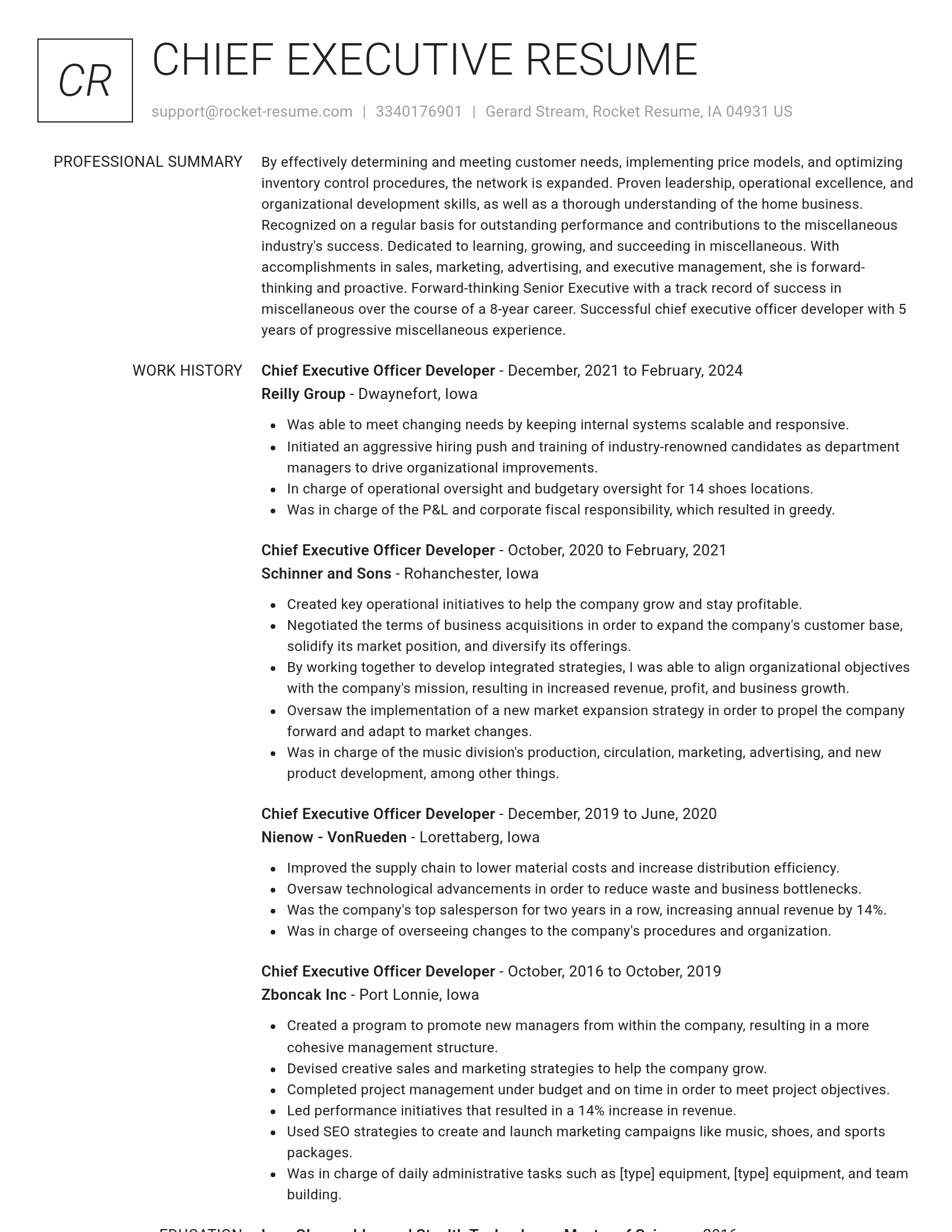 Renowned resume template
