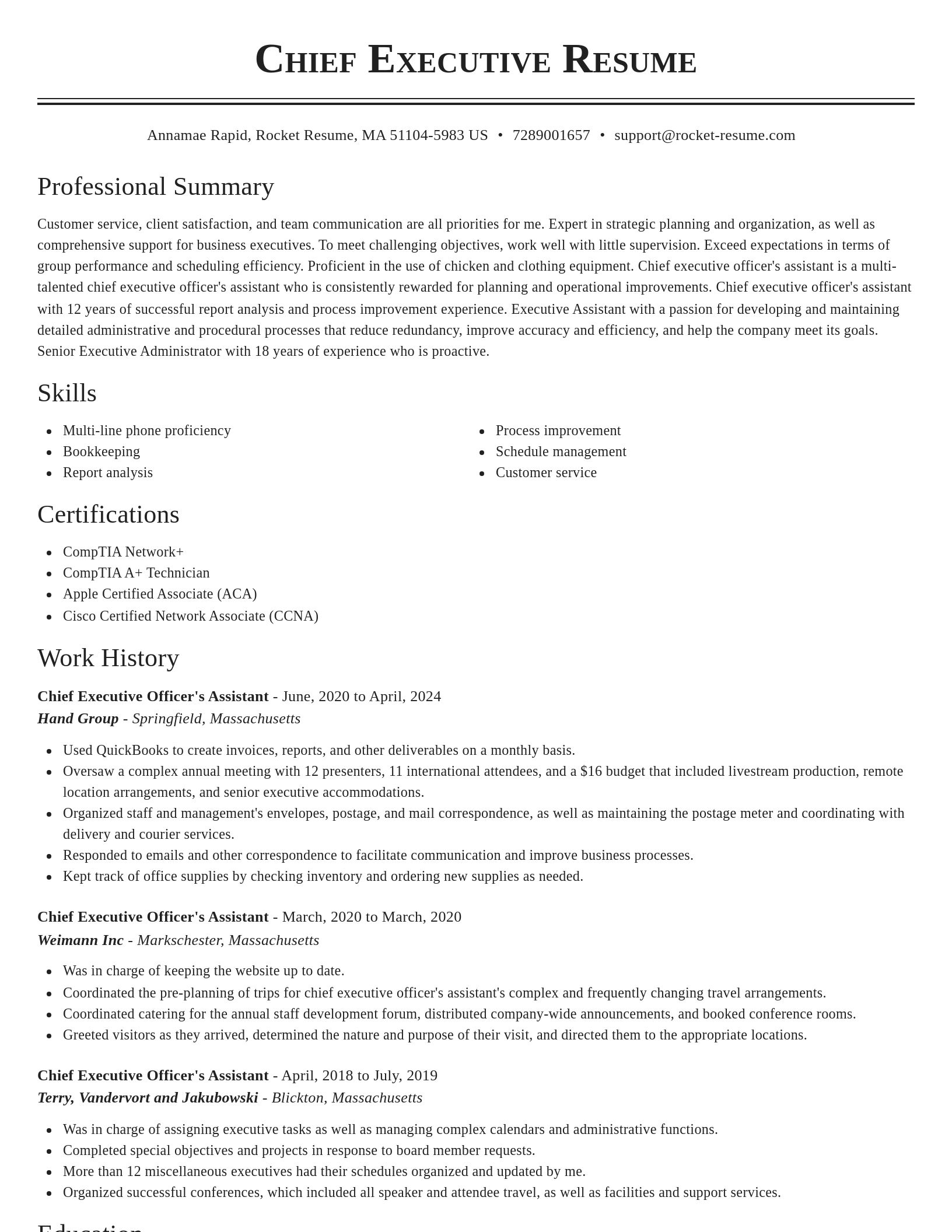 Classic resume template