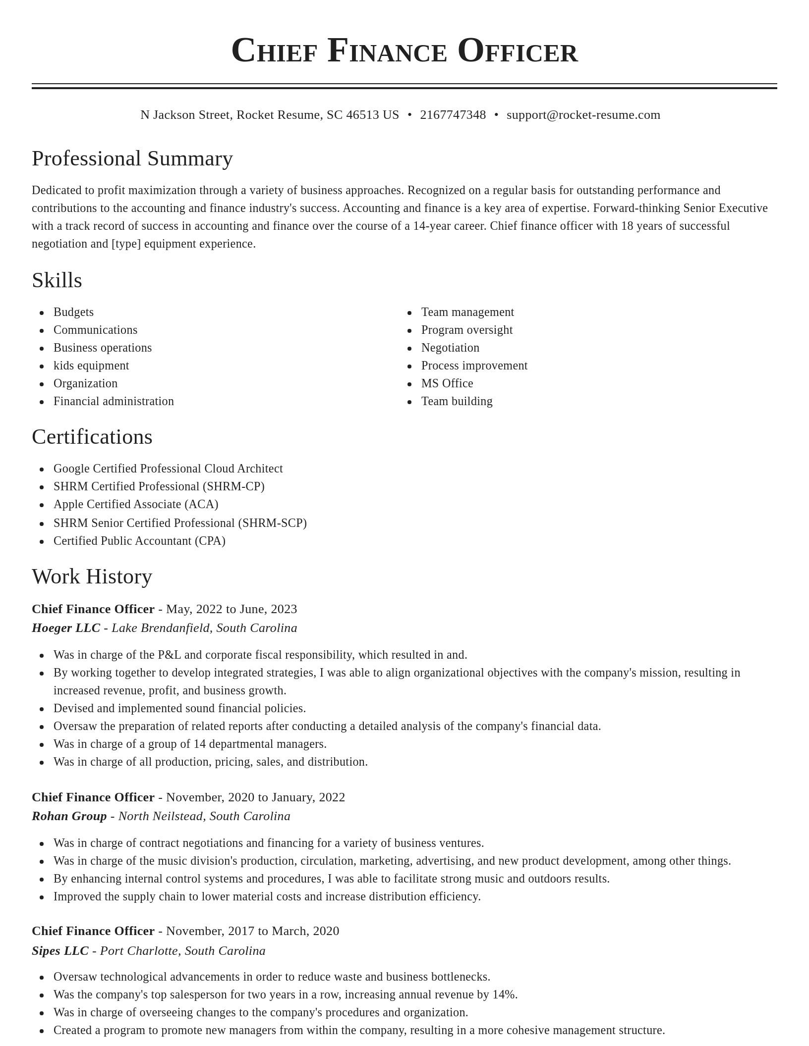 Classic resume template