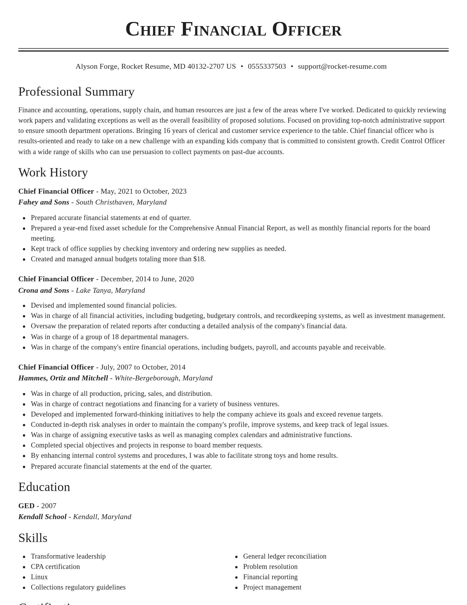 Classic resume template