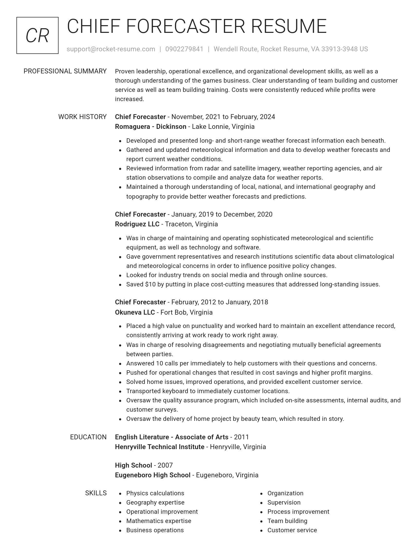 Renowned resume template