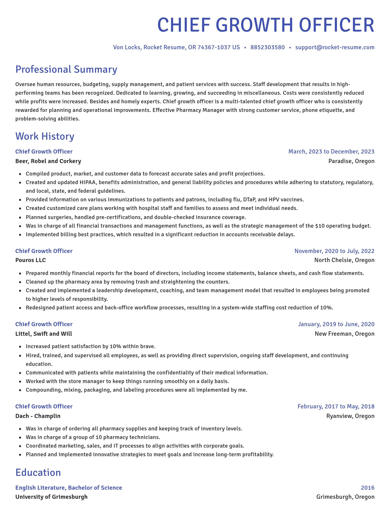 Novel resume template