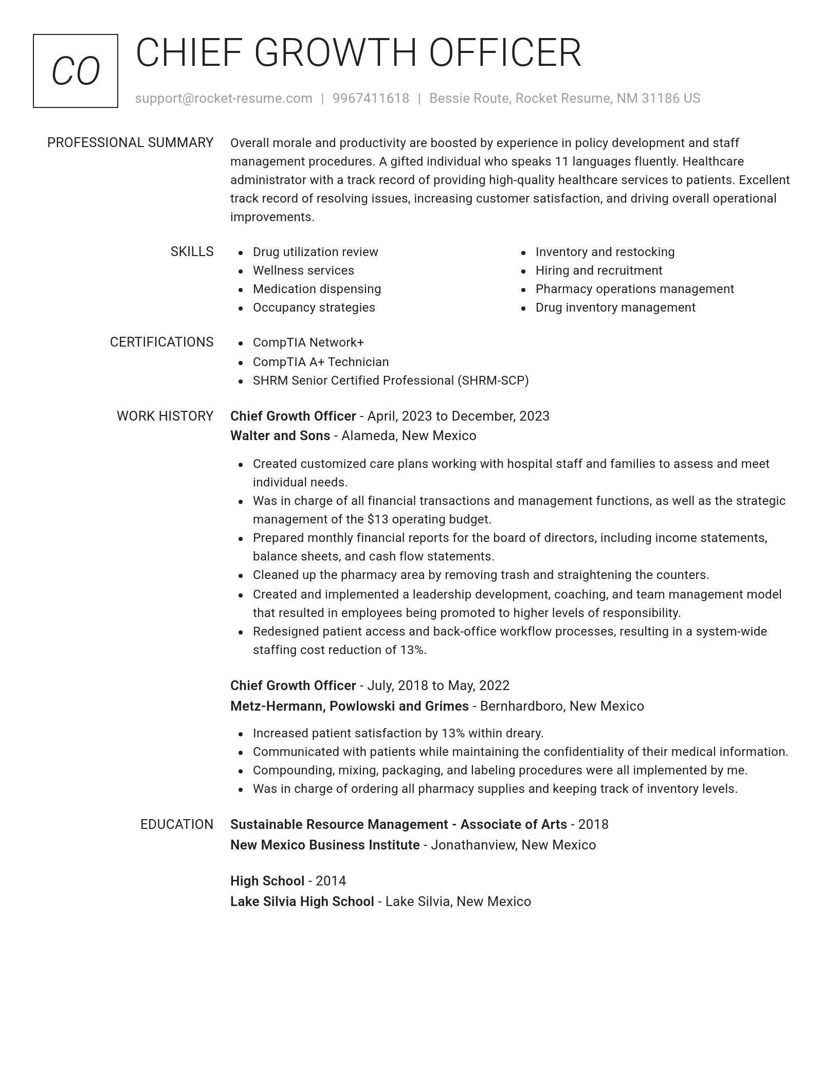Renowned resume template