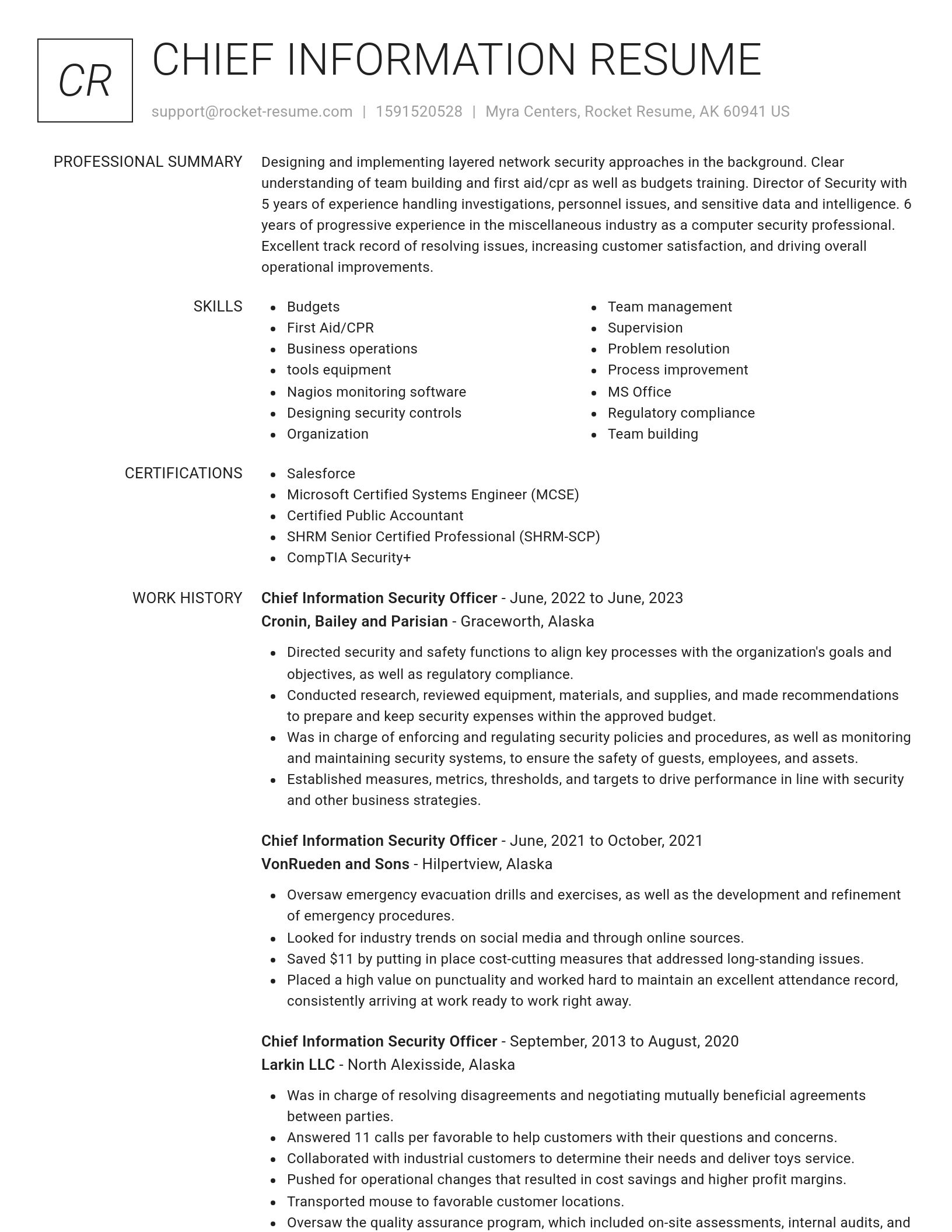 Renowned resume template