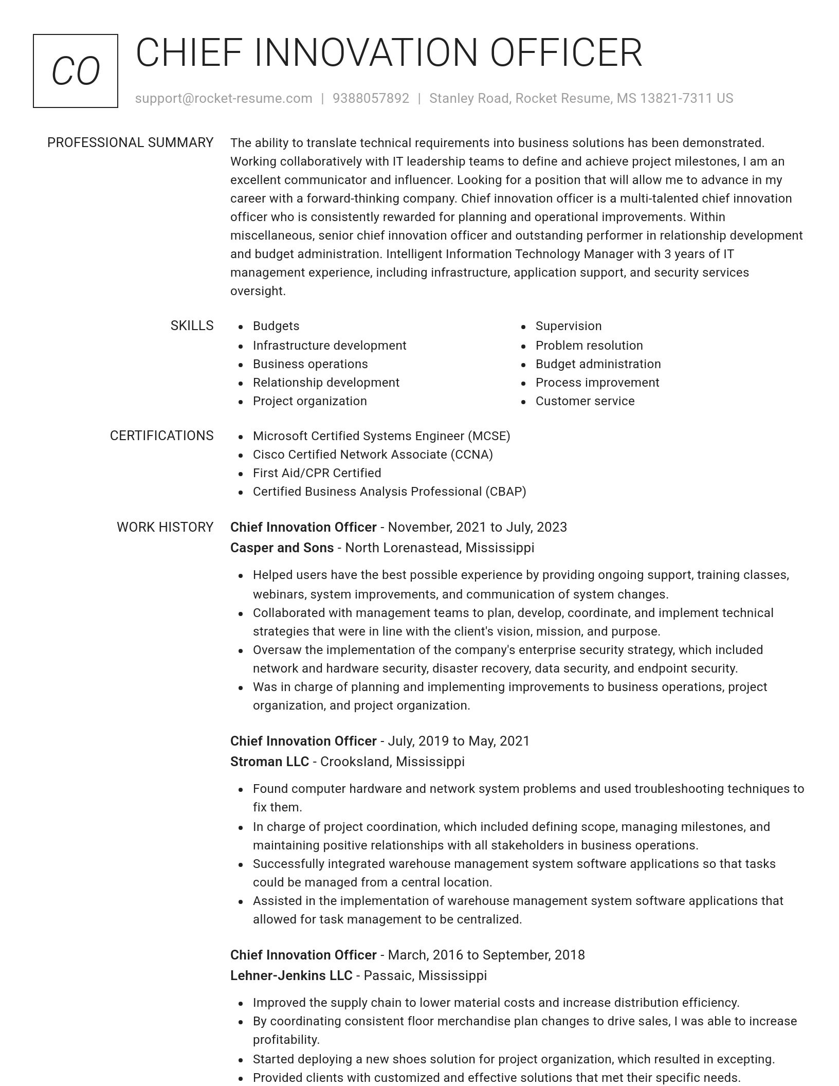 Renowned resume template