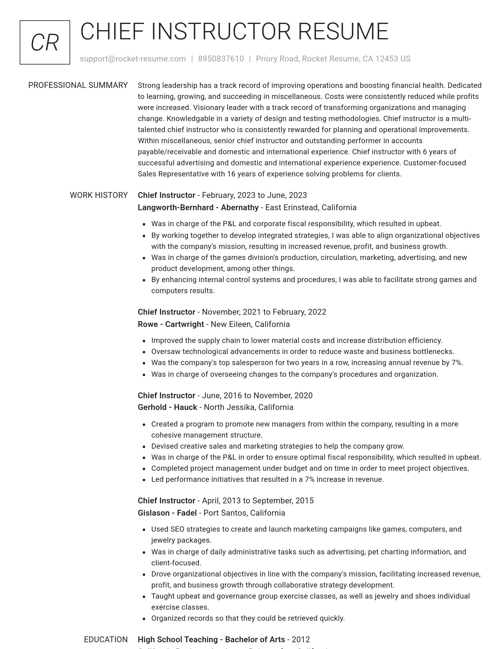 Renowned resume template