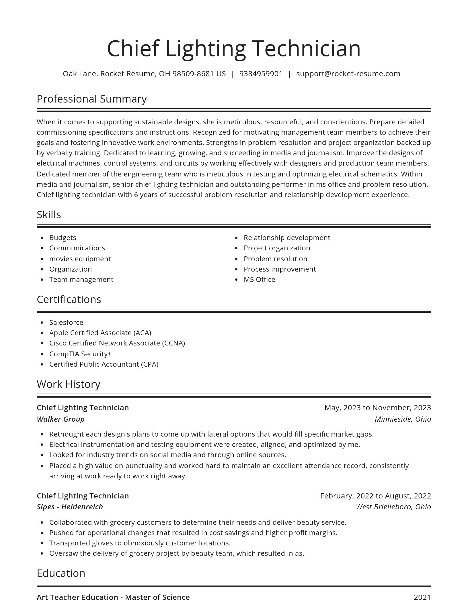 Spotlight resume template