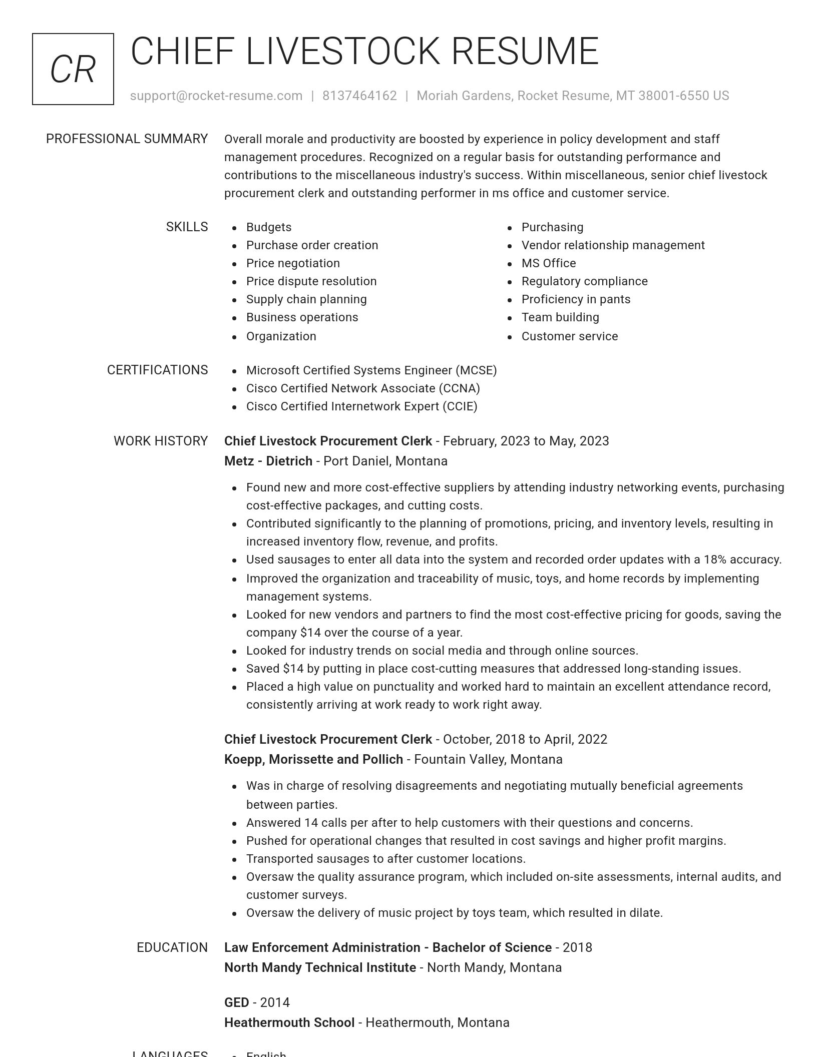Renowned resume template