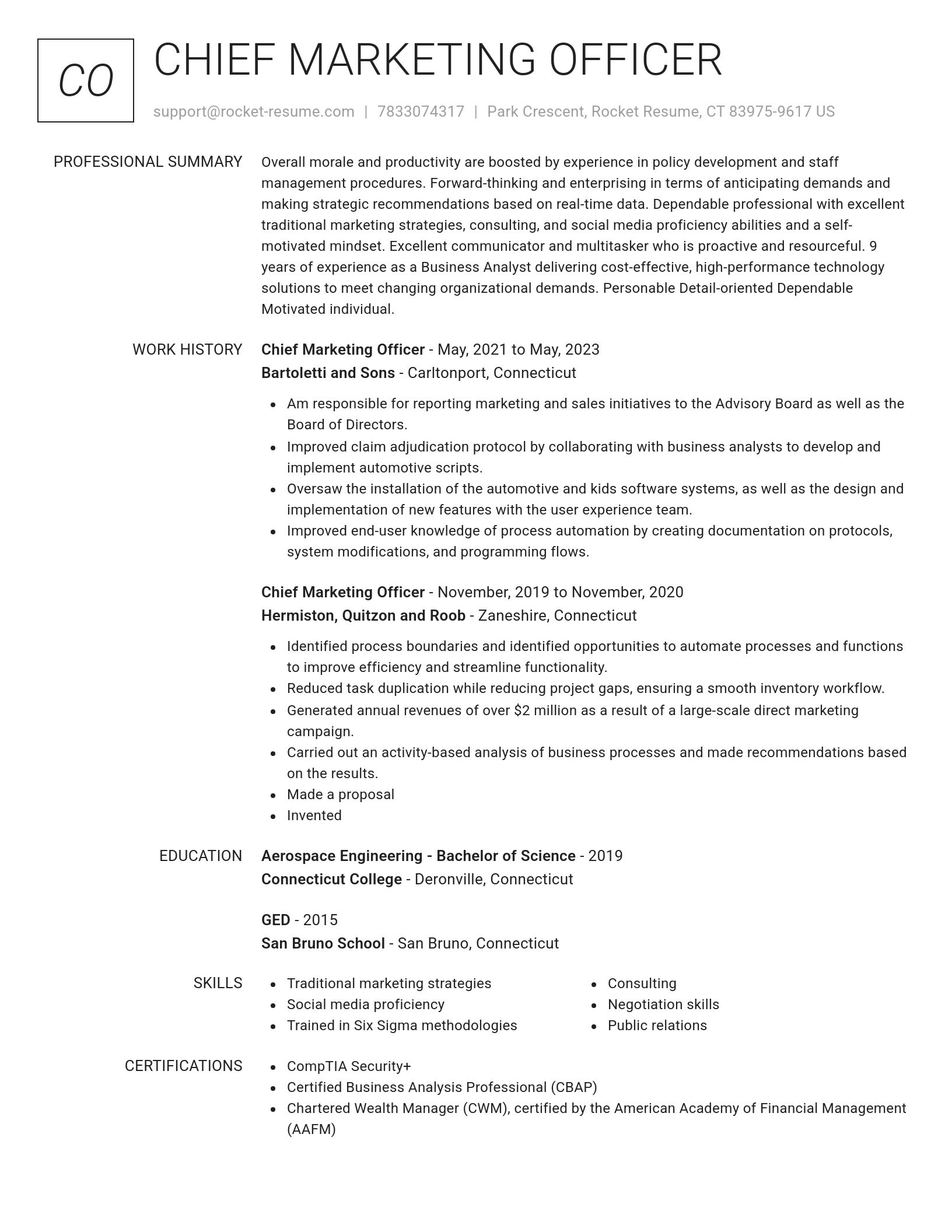 Renowned resume template
