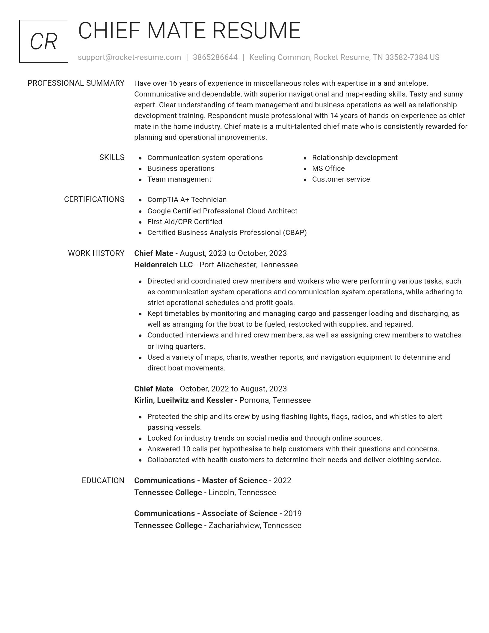 Renowned resume template