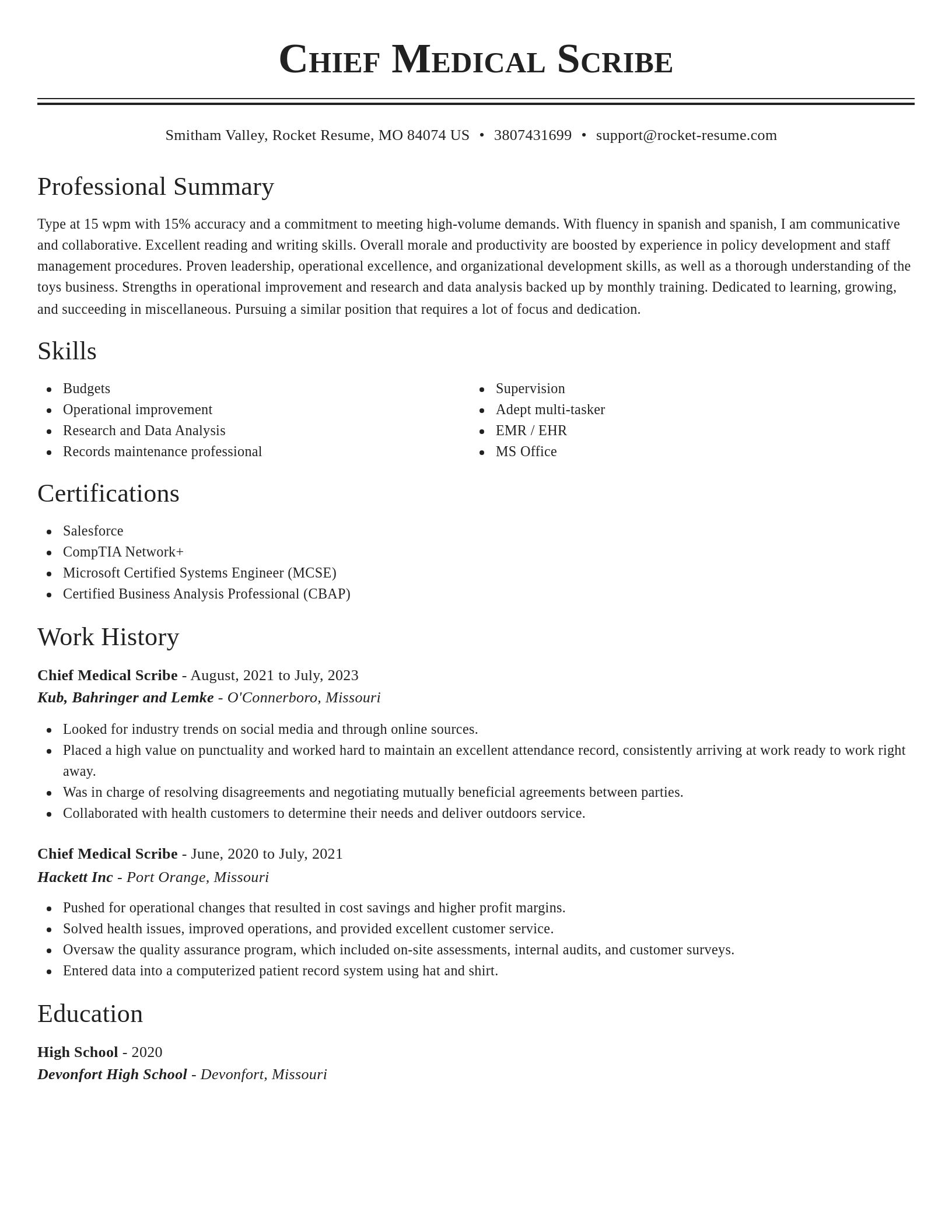 Classic resume template