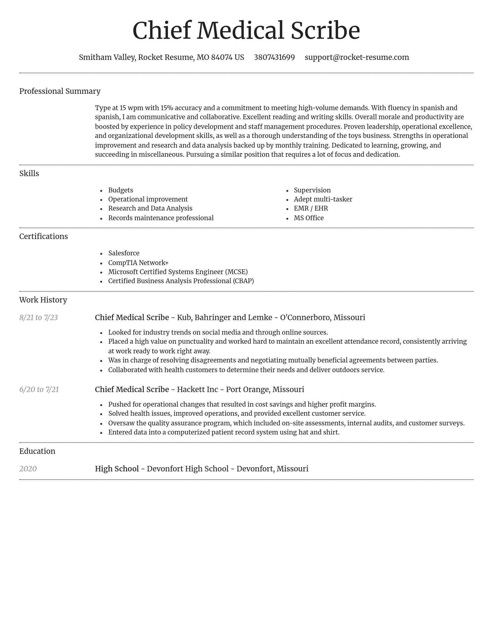 Dignified resume template