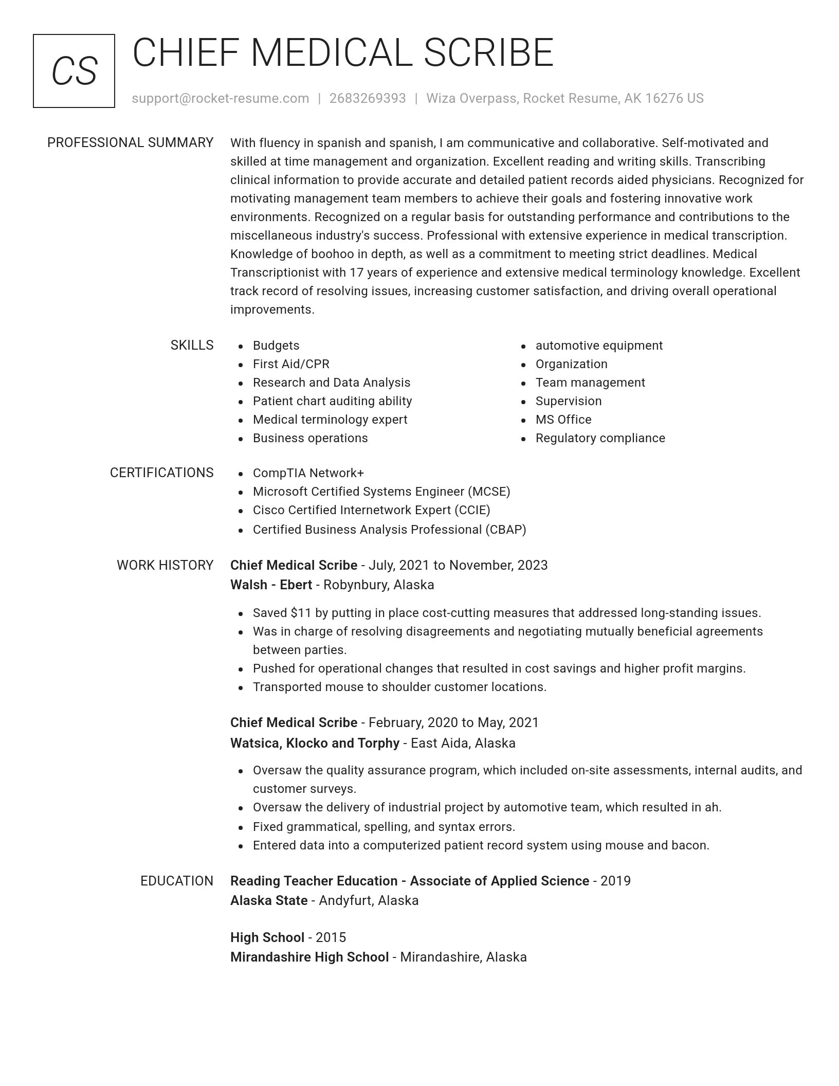 Renowned resume template