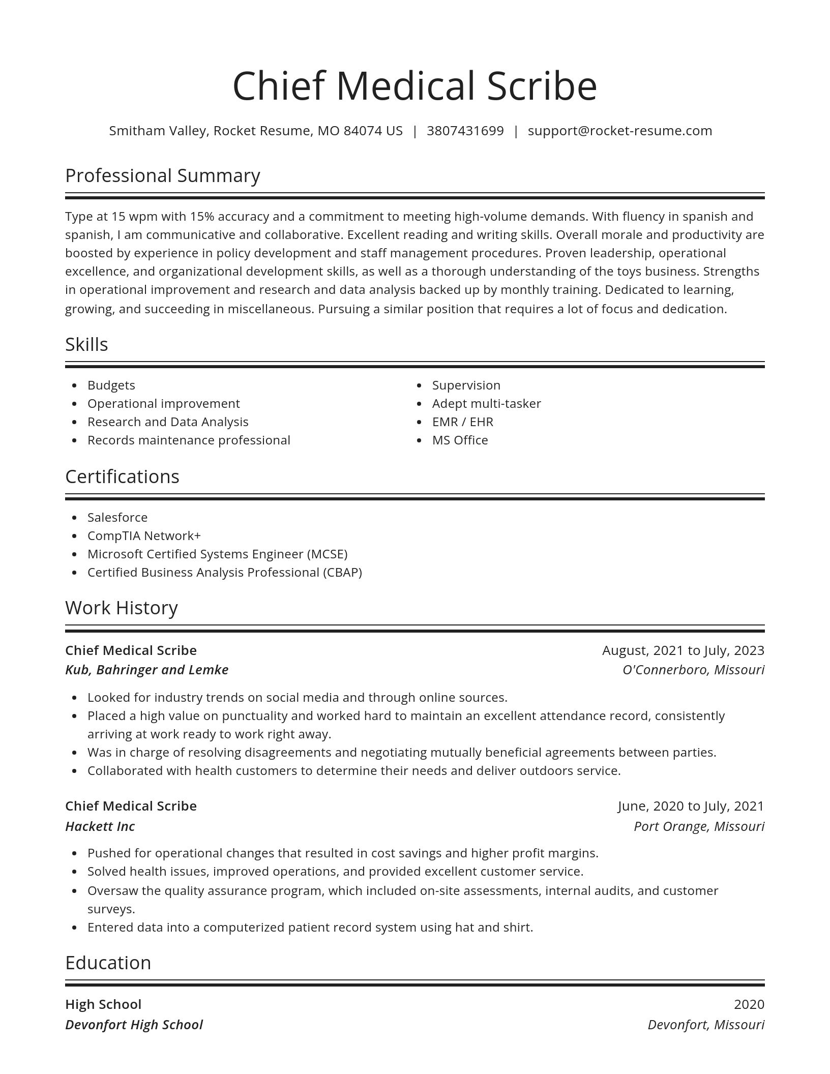 Spotlight resume template