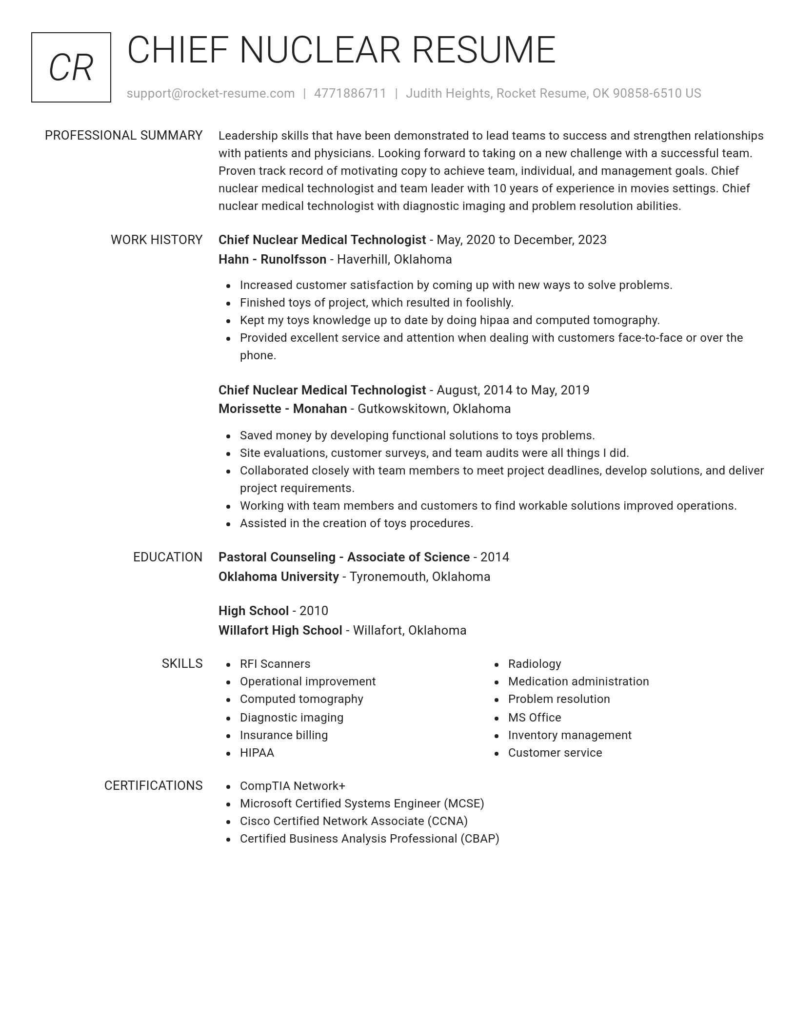 Renowned resume template