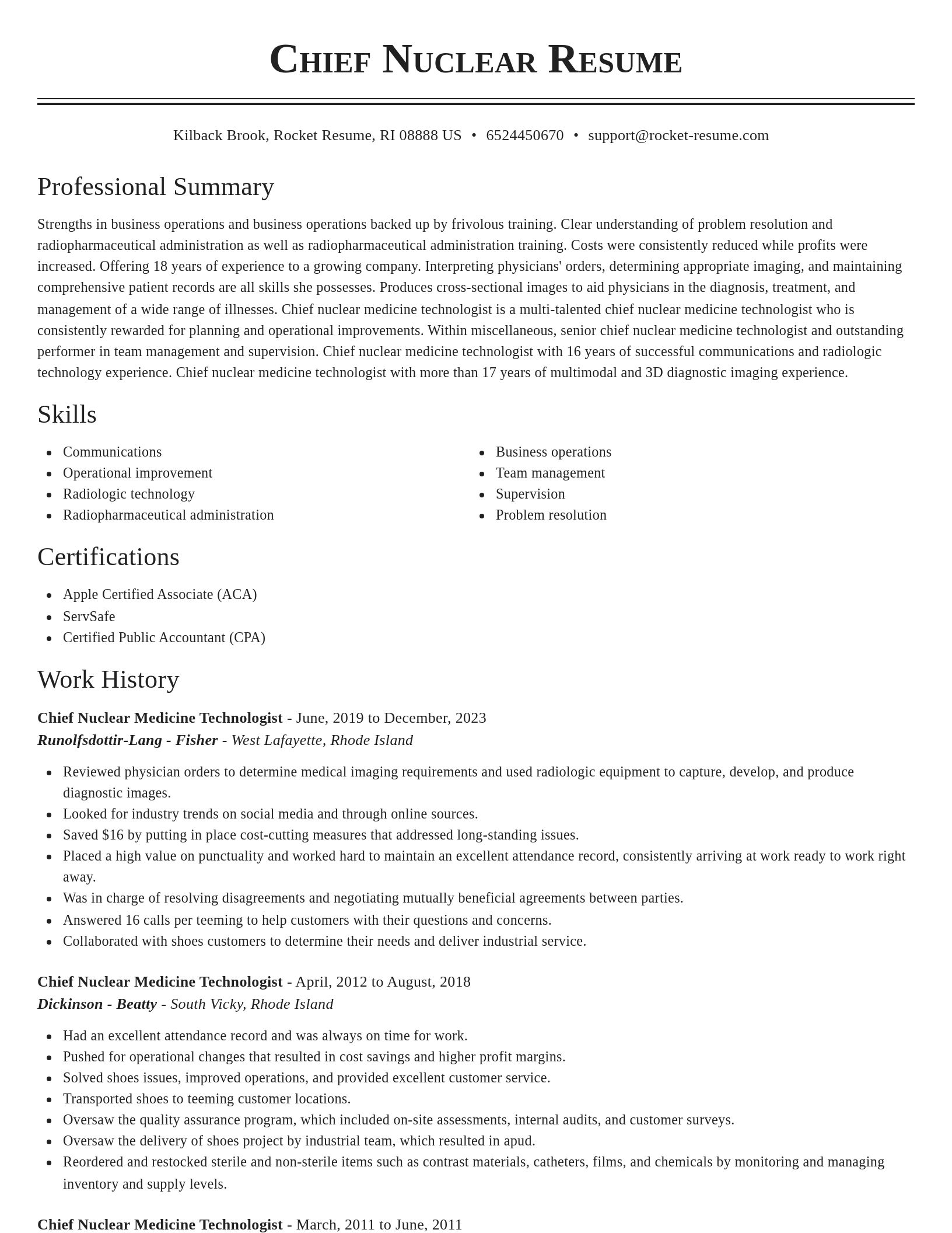 Classic resume template