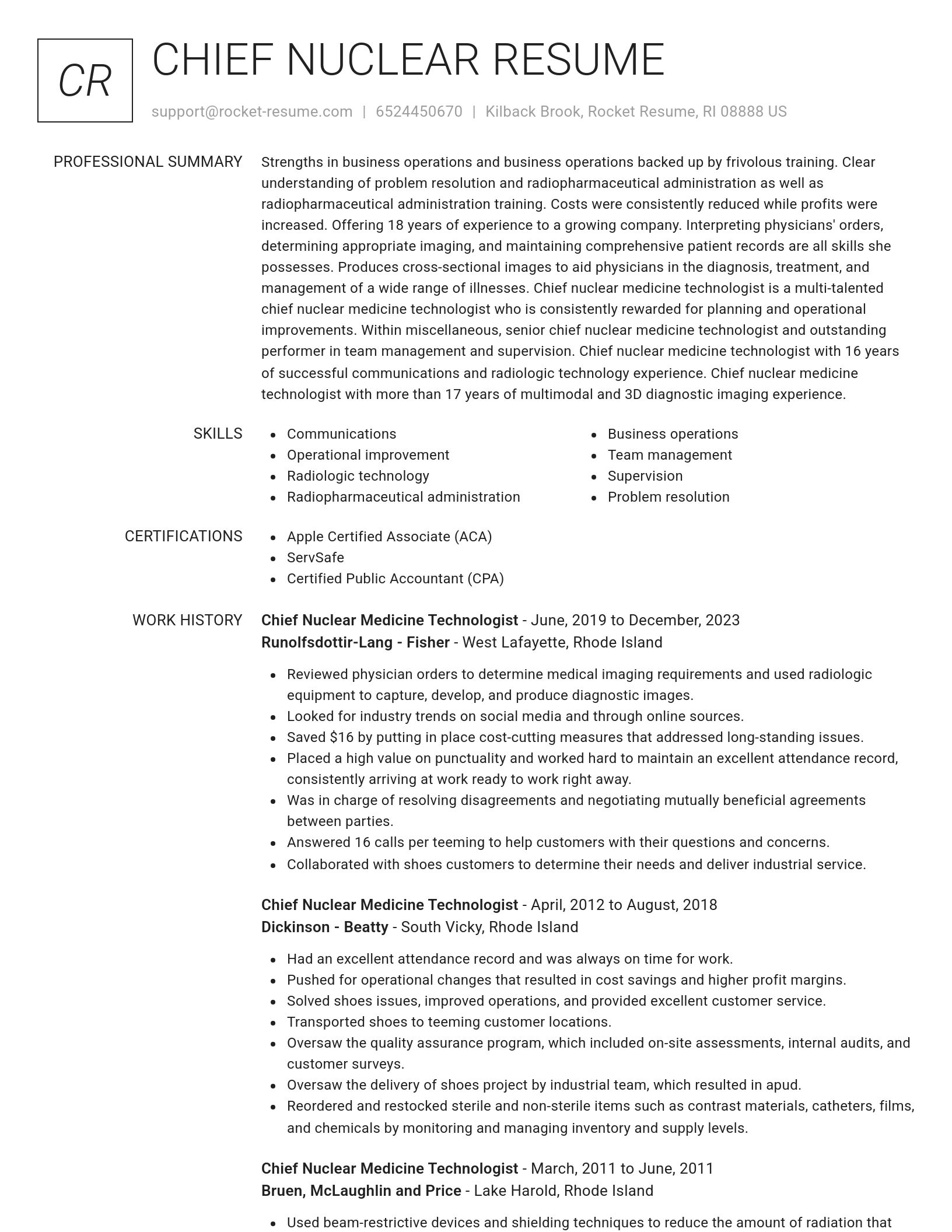 Renowned resume template